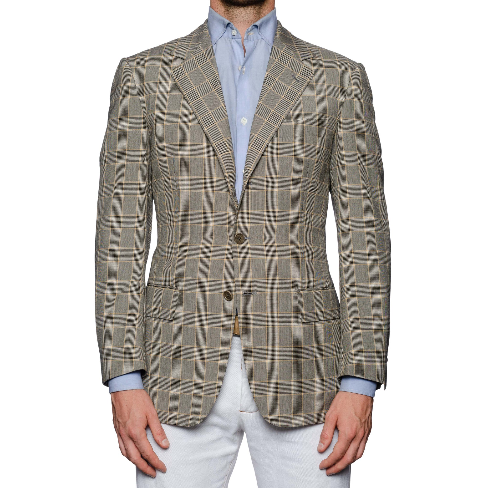 SARTORIA CASTANGIA Gray Prince of Wales Wool-Silk Sport Coat Jacket NE