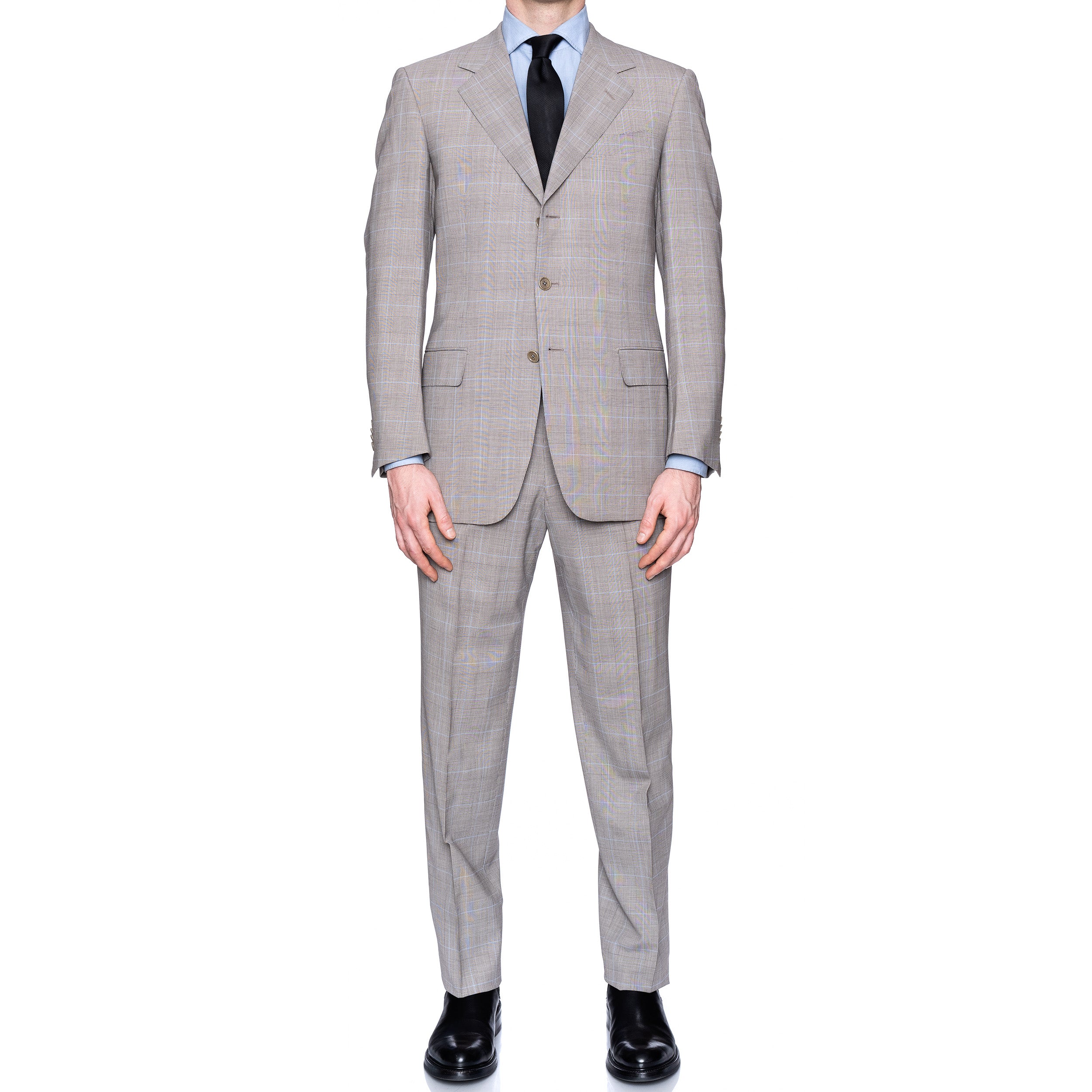 SARTORIA CASTANGIA Gray Prince of Wales Wool Super 130's Suit EU 48 NEW US 38 CASTANGIA