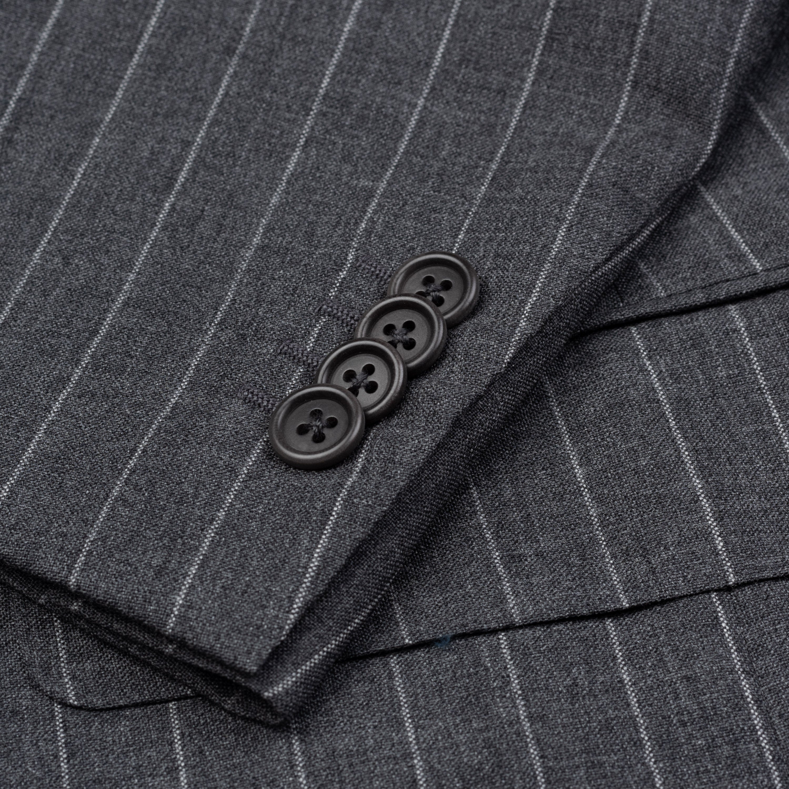 SARTORIA CASTANGIA Handmade Gray Striped Wool Business Suit NEW