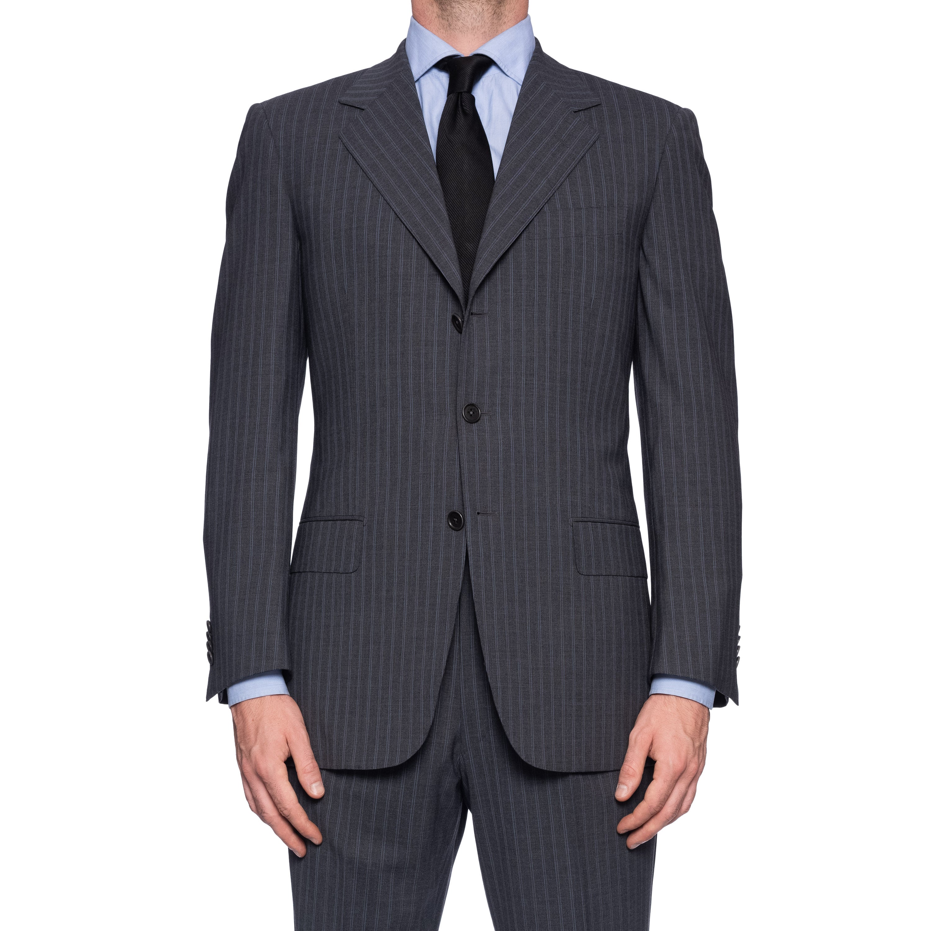SARTORIA CASTANGIA Gray Striped Wool Super 110's Business Suit EU 48 NEW US 38 CASTANGIA