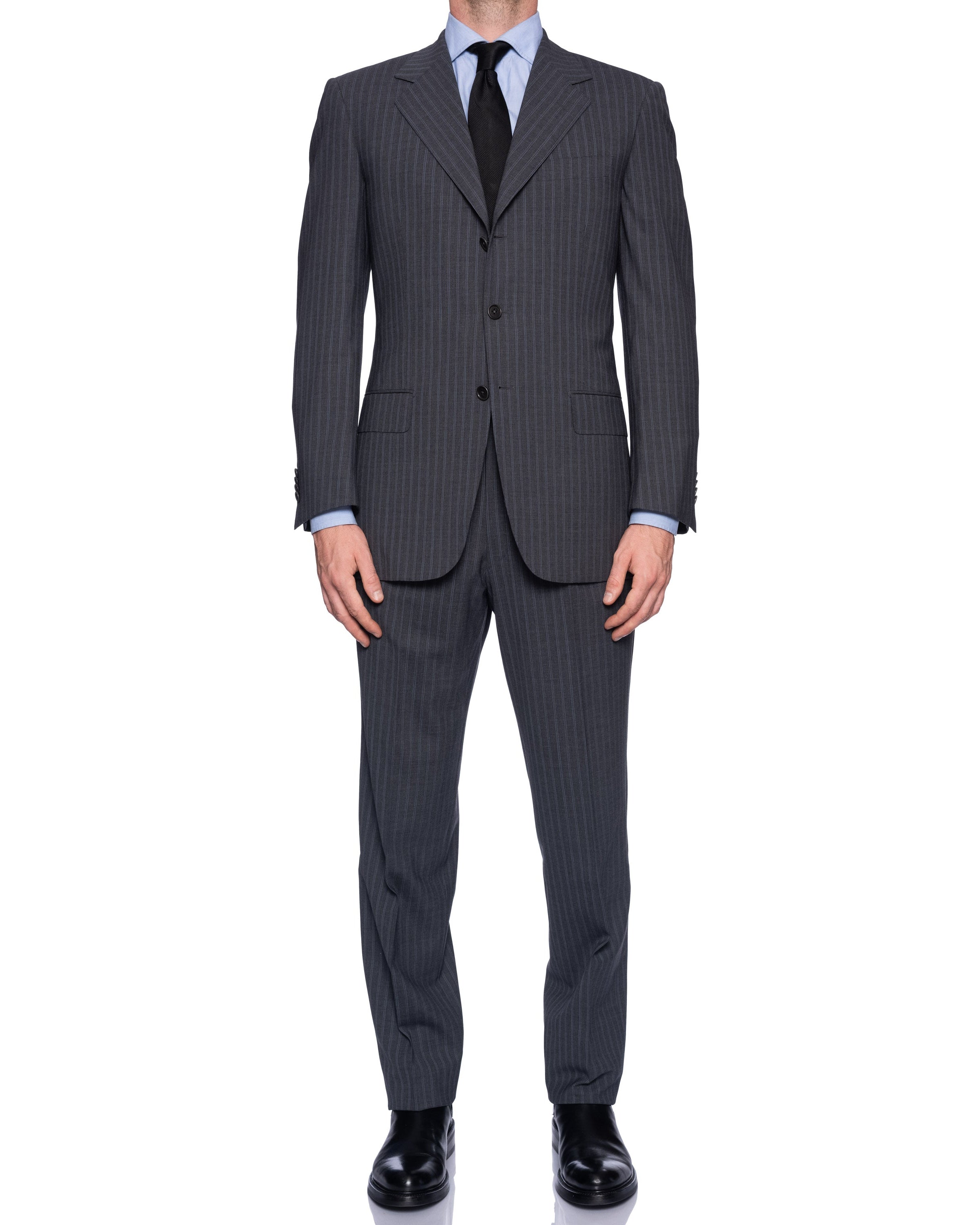 SARTORIA CASTANGIA Gray Striped Wool Super 110's Business Suit EU 48 NEW US 38 CASTANGIA