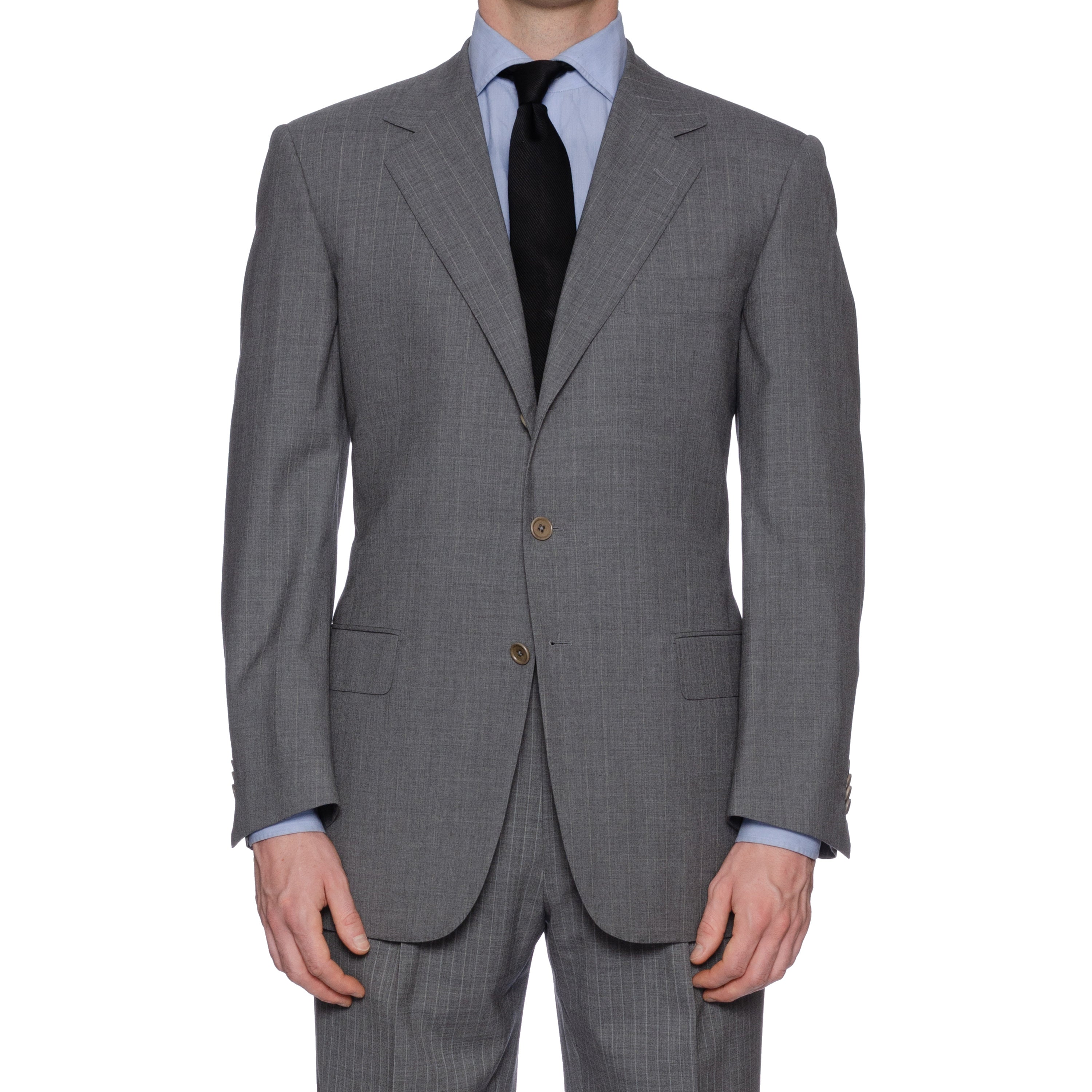 SARTORIA CASTANGIA Gray Striped Wool Super 120's Suit EU 52 NEW US 42 CASTANGIA