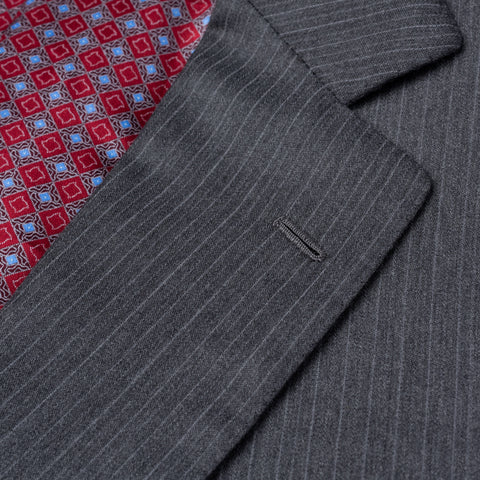 SARTORIA CASTANGIA Gray Striped Wool Super 150's Jacket w. Silk Lining 56 NEW 46