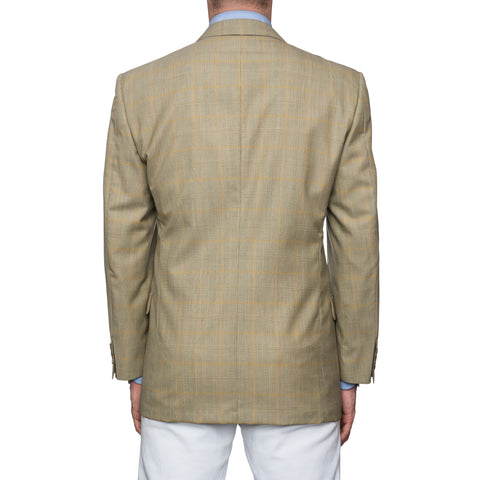 SARTORIA CASTANGIA Khaki Prince of Wales Wool Jacket EU 48 NEW US 38