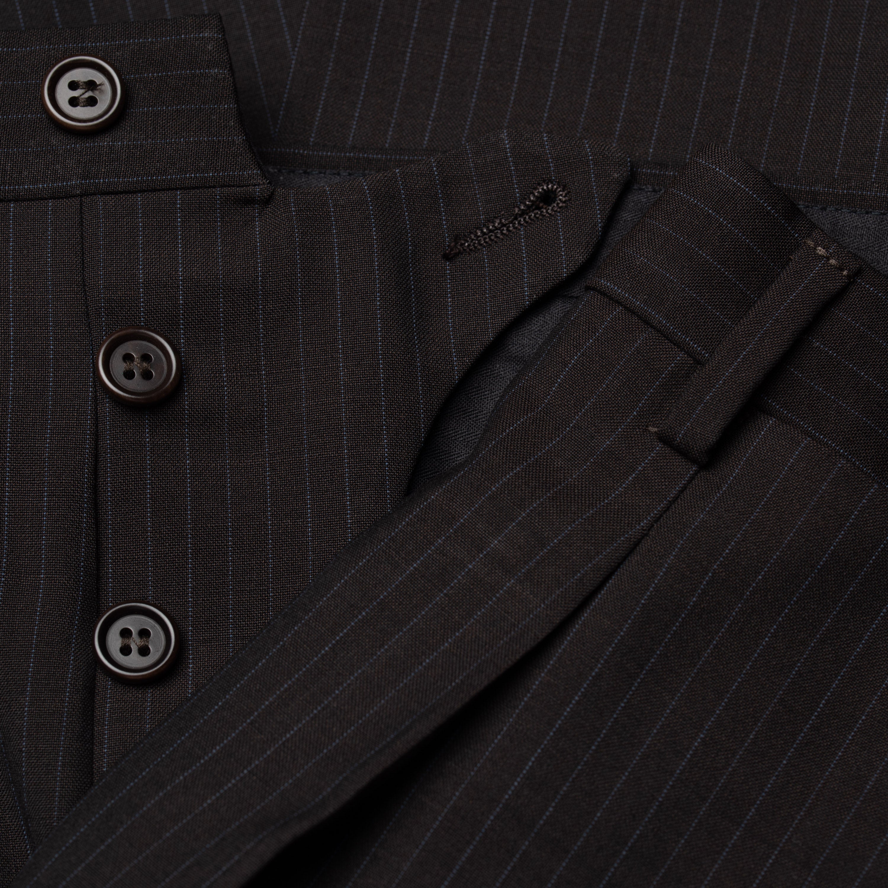 SARTORIA CASTANGIA Handmade Dark Gray Striped Wool Suit EU 48 NEW US 38 CASTANGIA