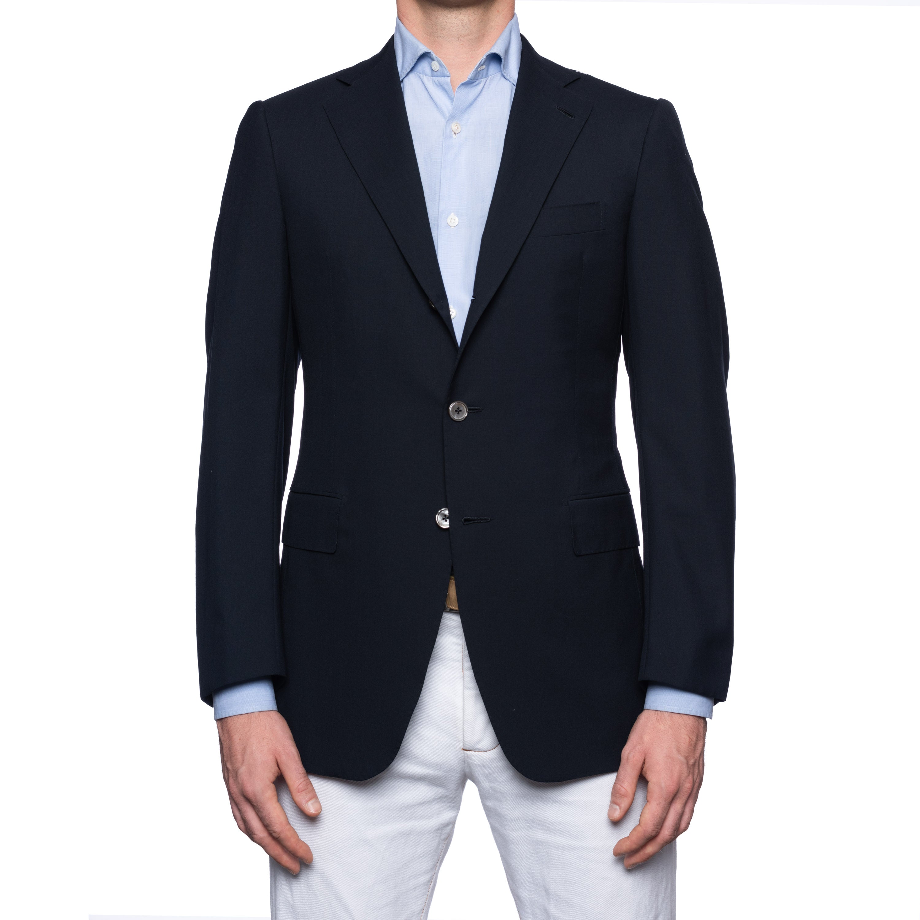 SARTORIA CHIAIA Handmade Navy Blue Wool Blazer Jacket EU 48 NEW US 38
