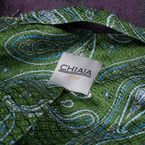 SARTORIA CHIAIA Bespoke Handmade Purple Plaid Wool-Silk Jacket EU 52 NEW US 42