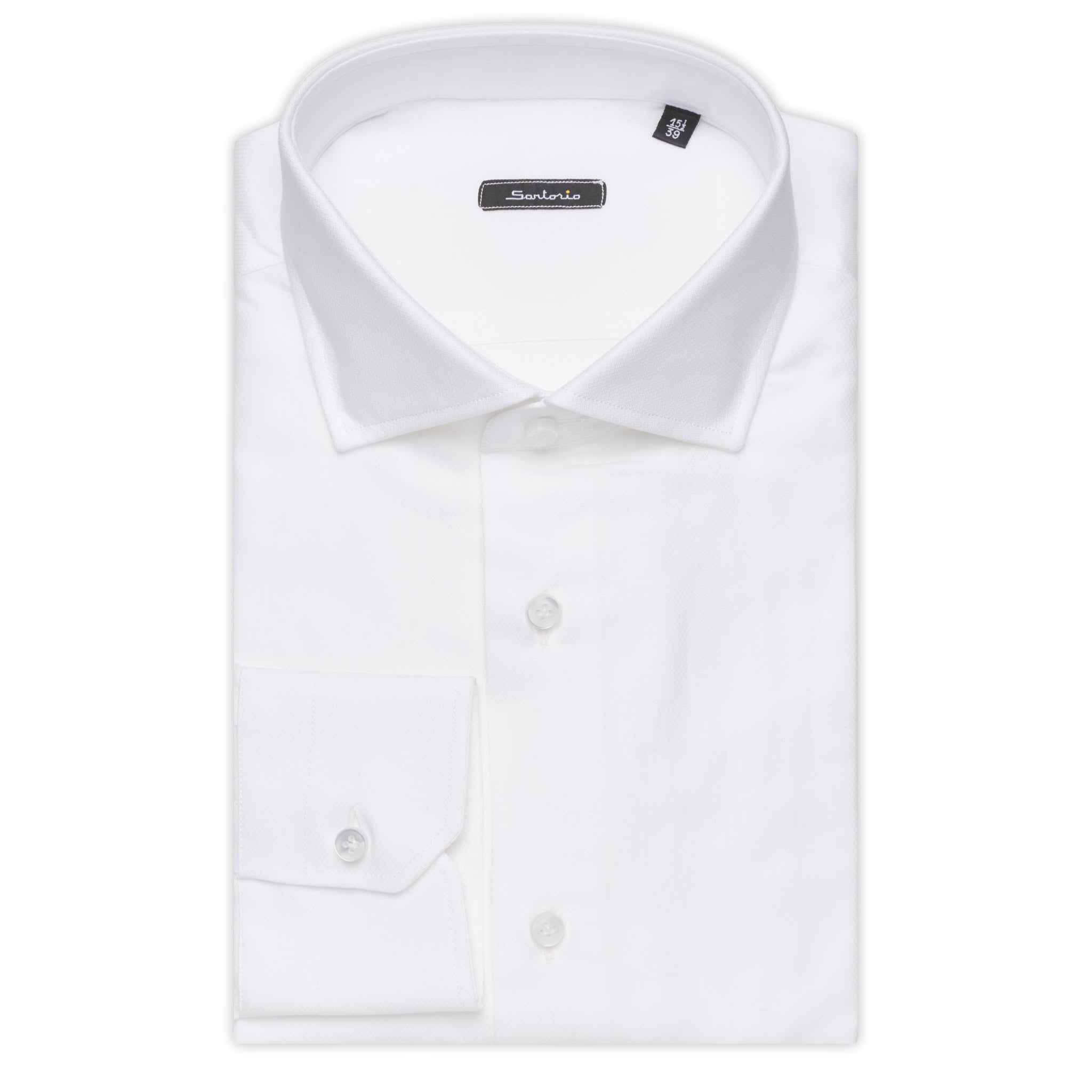 SARTORIO Napoli by KITON White Dobby Cotton Dress Shirt EU 40 NEW US 15.75 Slim Fit