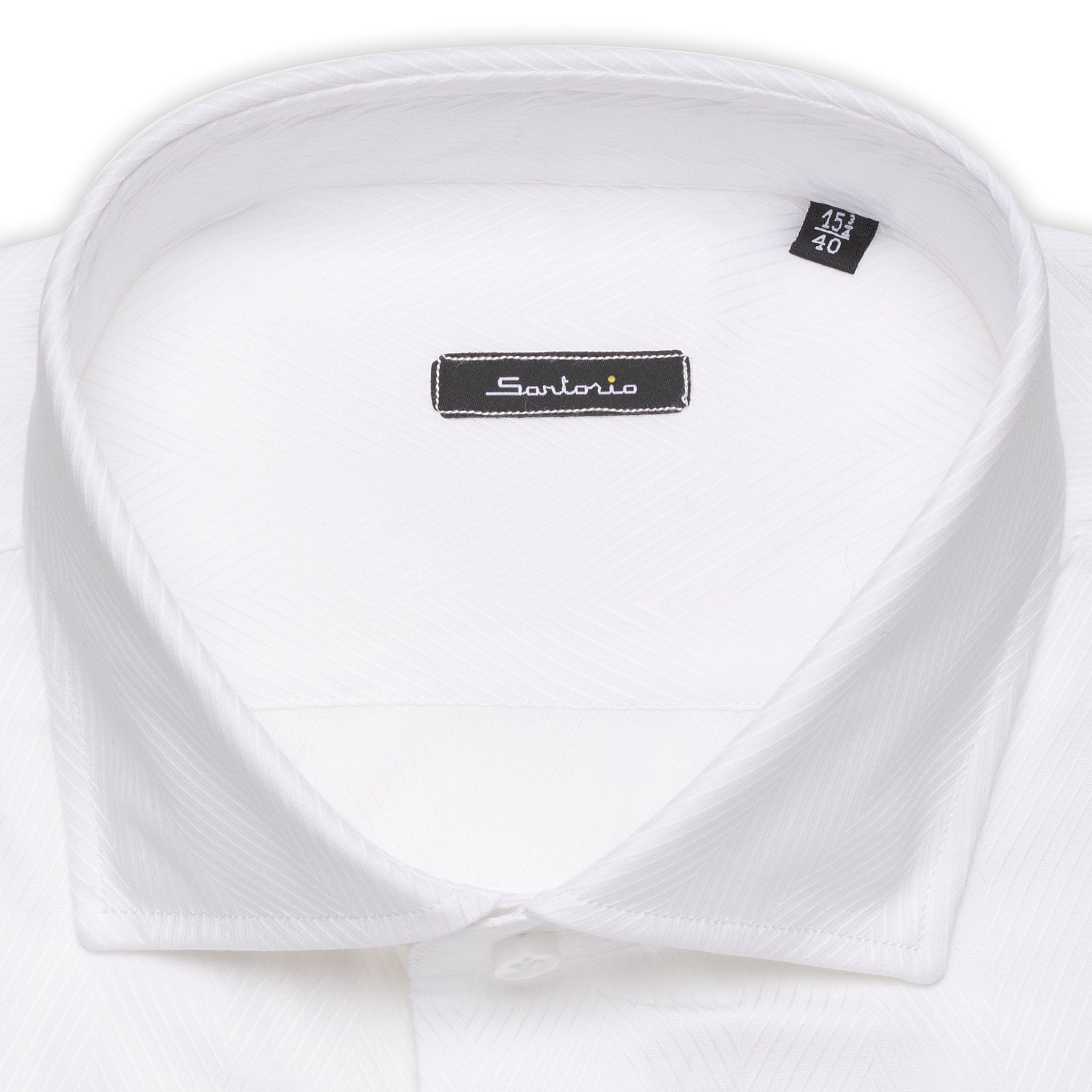 SARTORIO by KITON White Jacquard Herringbone Cotton Dress Shirt NEW Slim Fit SARTORIO