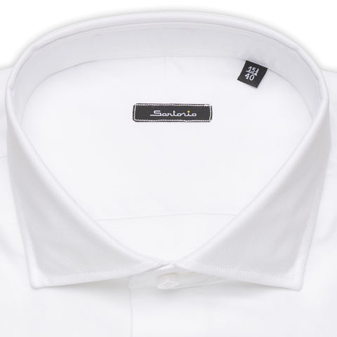 SARTORIO by KITON White Royal Oxford Cotton Dress Shirt EU 40 NEW US 15.75 Slim Fit