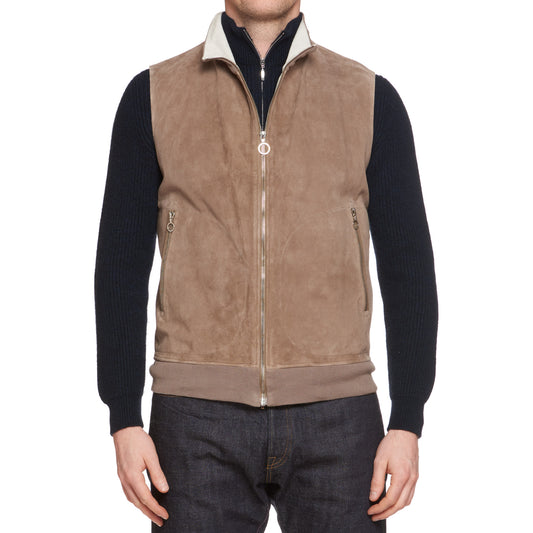 SERAPHIN Brown Goat Suede Leather Vest EU 48 US S