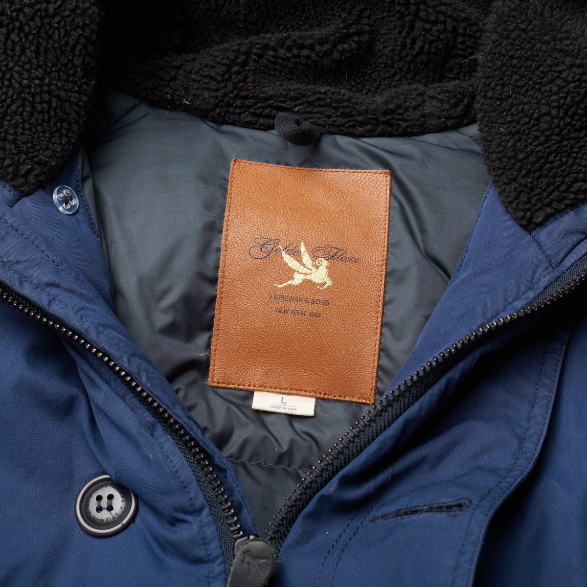 SPIEWAK & SONS "Golden Fleece" Blue Down N-3B Parka Coat US L USA Slim I. SPIEWAK & SONS