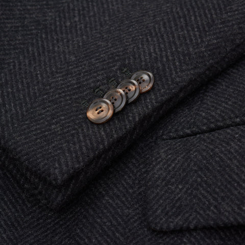 STILE LATINO Napoli Gray Herringbone Wool Super 100's Coat EU 54 NEW US 44