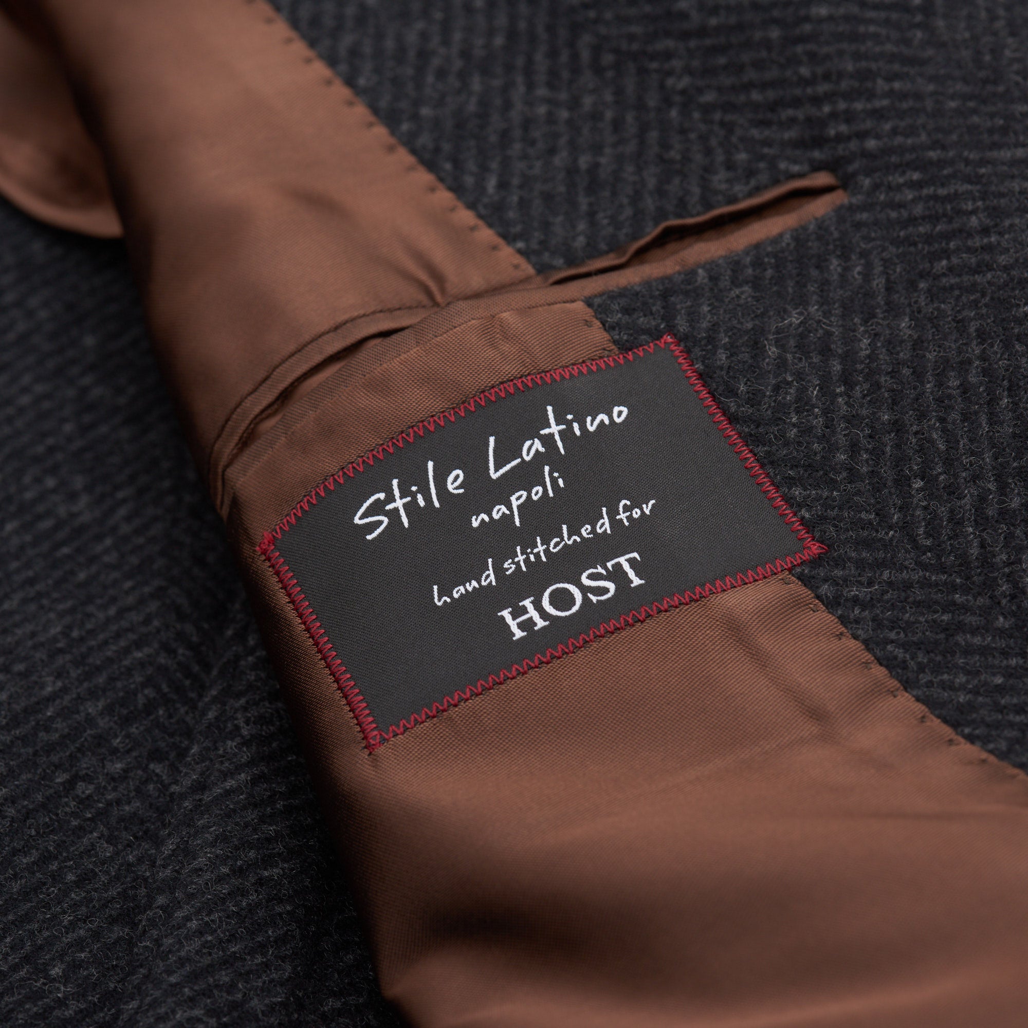 STILE LATINO Napoli Gray Herringbone Wool Super 100's Coat EU 54 NEW US 44 STILE LATINO