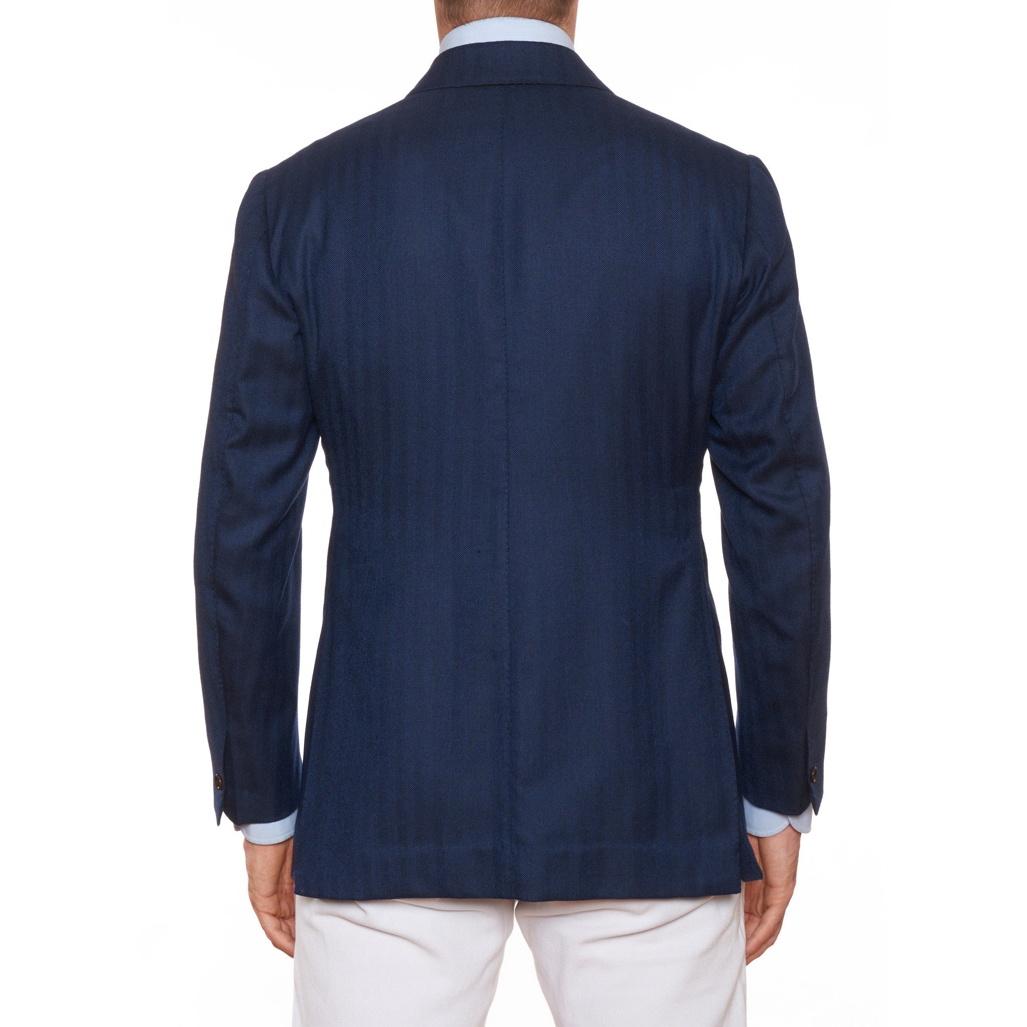 Sartoria CHIAIA Bespoke Blue Herringbone Wool-Cashmere  DB Jacket 50 NEW US 40