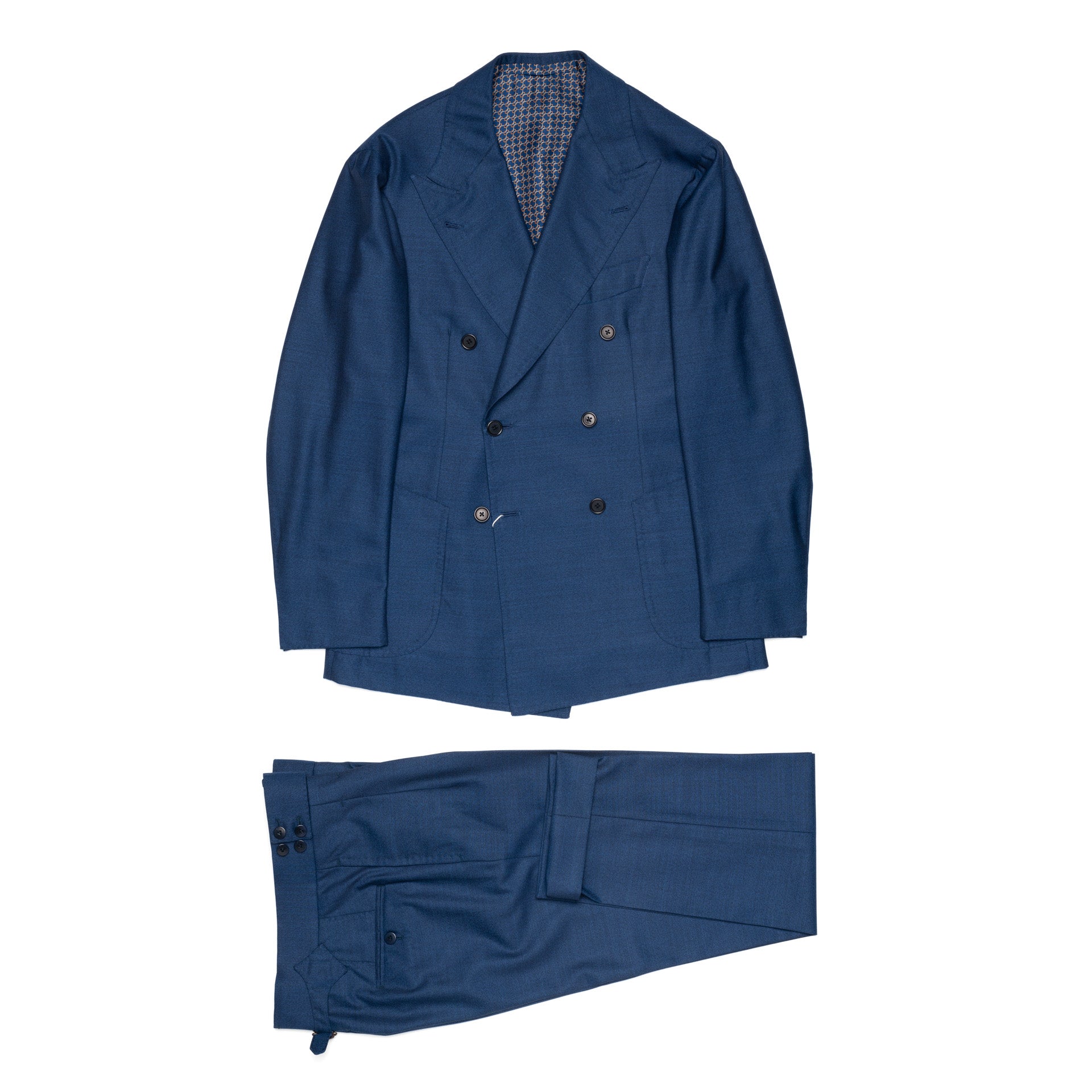 Sartoria CHIAIA Bespoke Handmade Blue Wool DB Suit EU 46 NEW US 36
