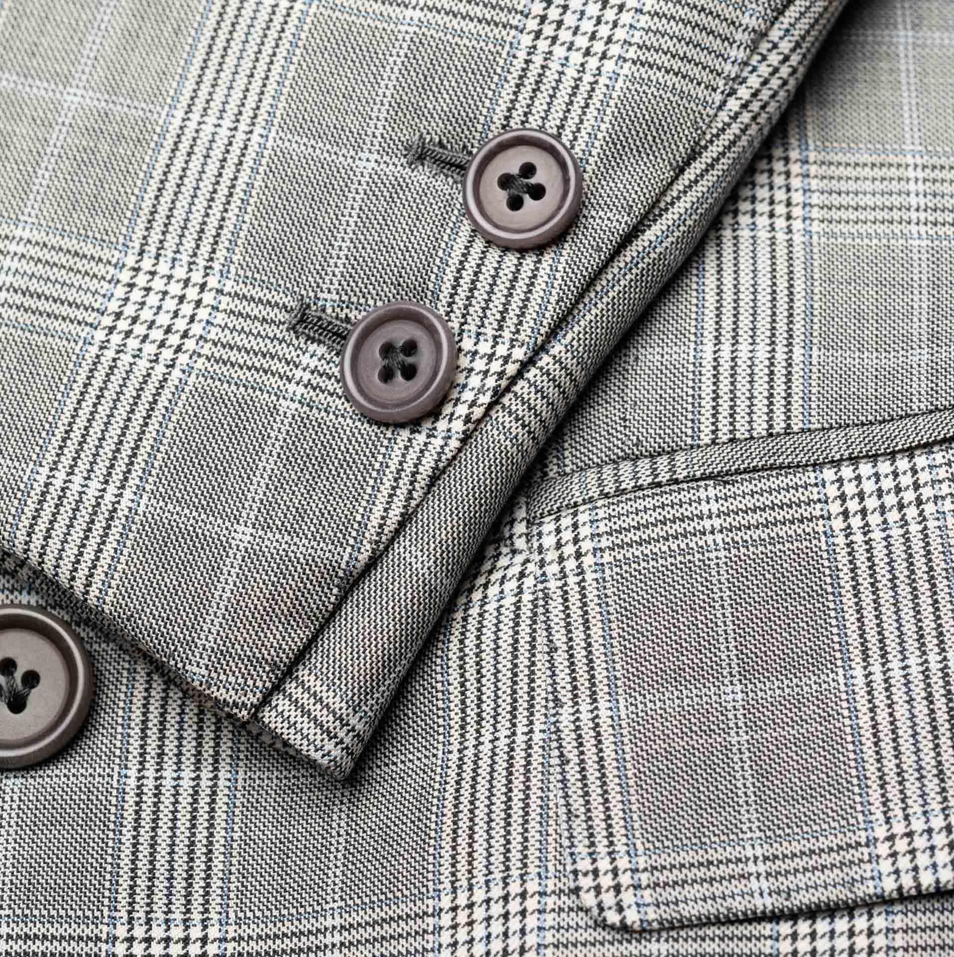 Sartoria CHIAIA Napoli Bespoke Gray Plaid Wool DB Peak Lapel Suit EU 46 US 36 SARTORIA CHIAIA