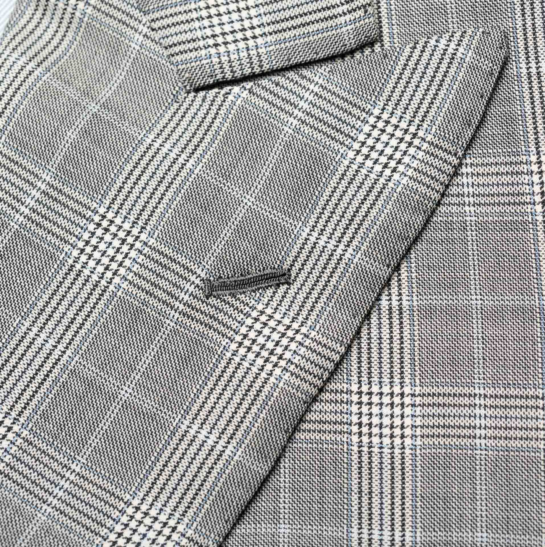 Sartoria CHIAIA Napoli Bespoke Gray Plaid Wool DB Peak Lapel Suit EU 46 US 36 SARTORIA CHIAIA