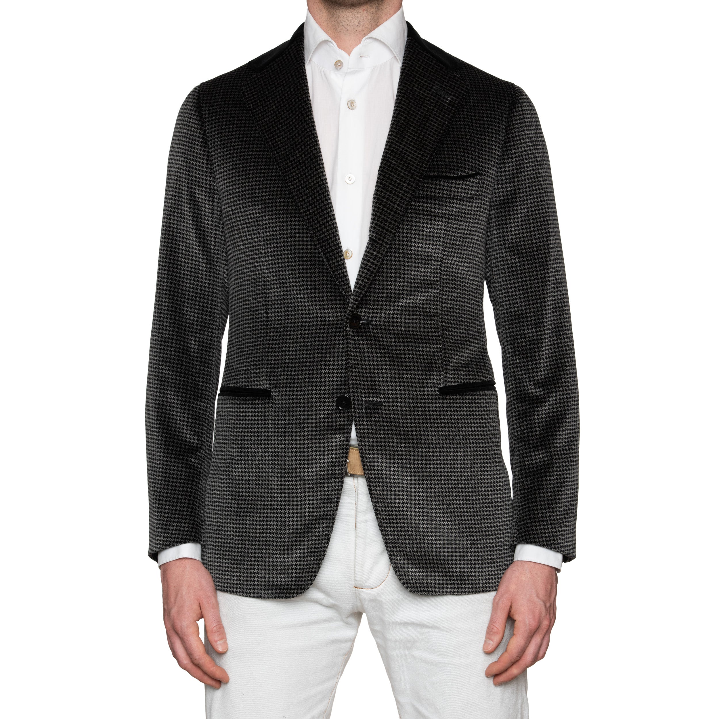 Sartoria PARTENOPEA Hand Made Black Cotton-Mohair Velvet Jacket EU 50 ...