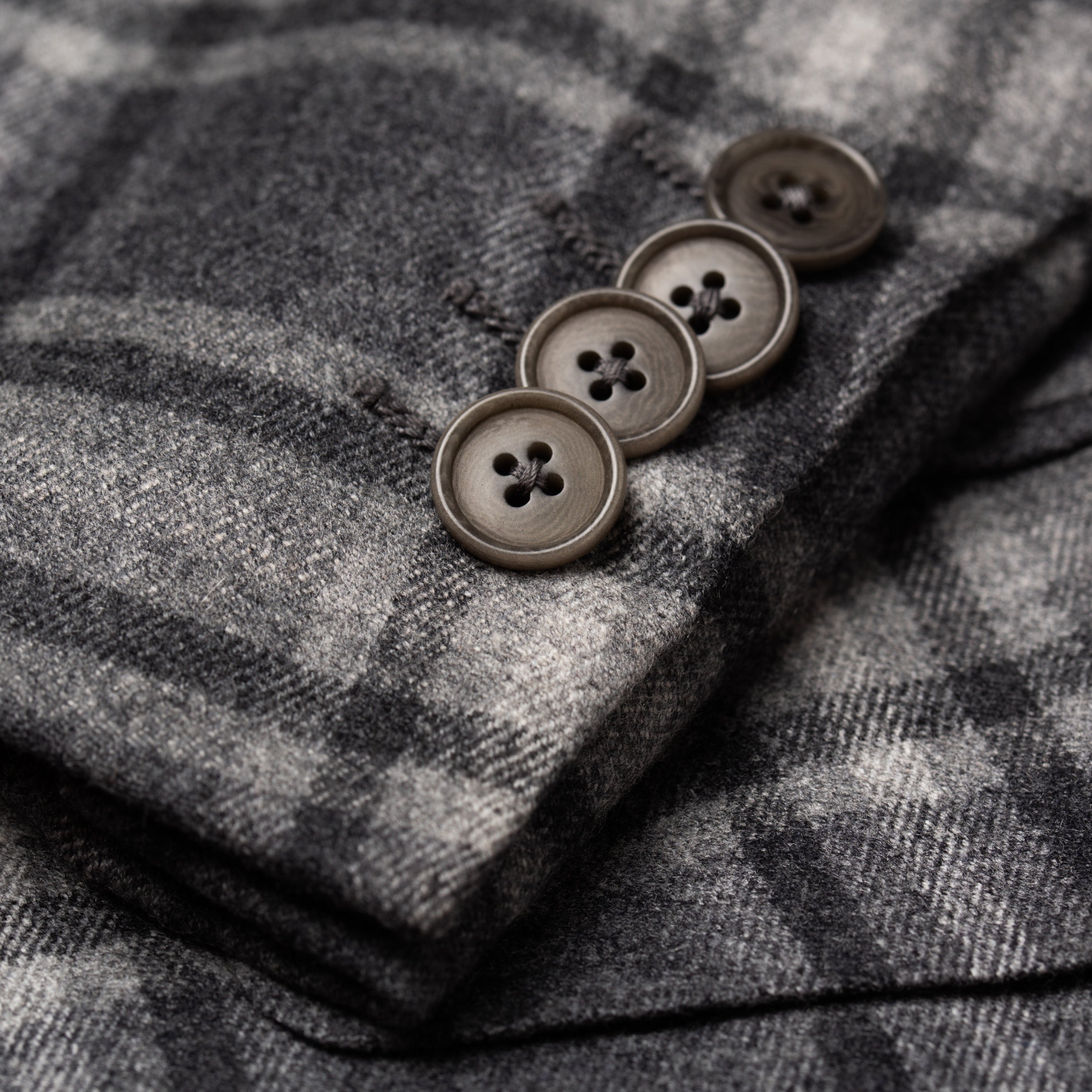 Sartoria PARTENOPEA Handmade Gray Plaid Wool-Cashmere Flannel Jacket 48 NEW US 38