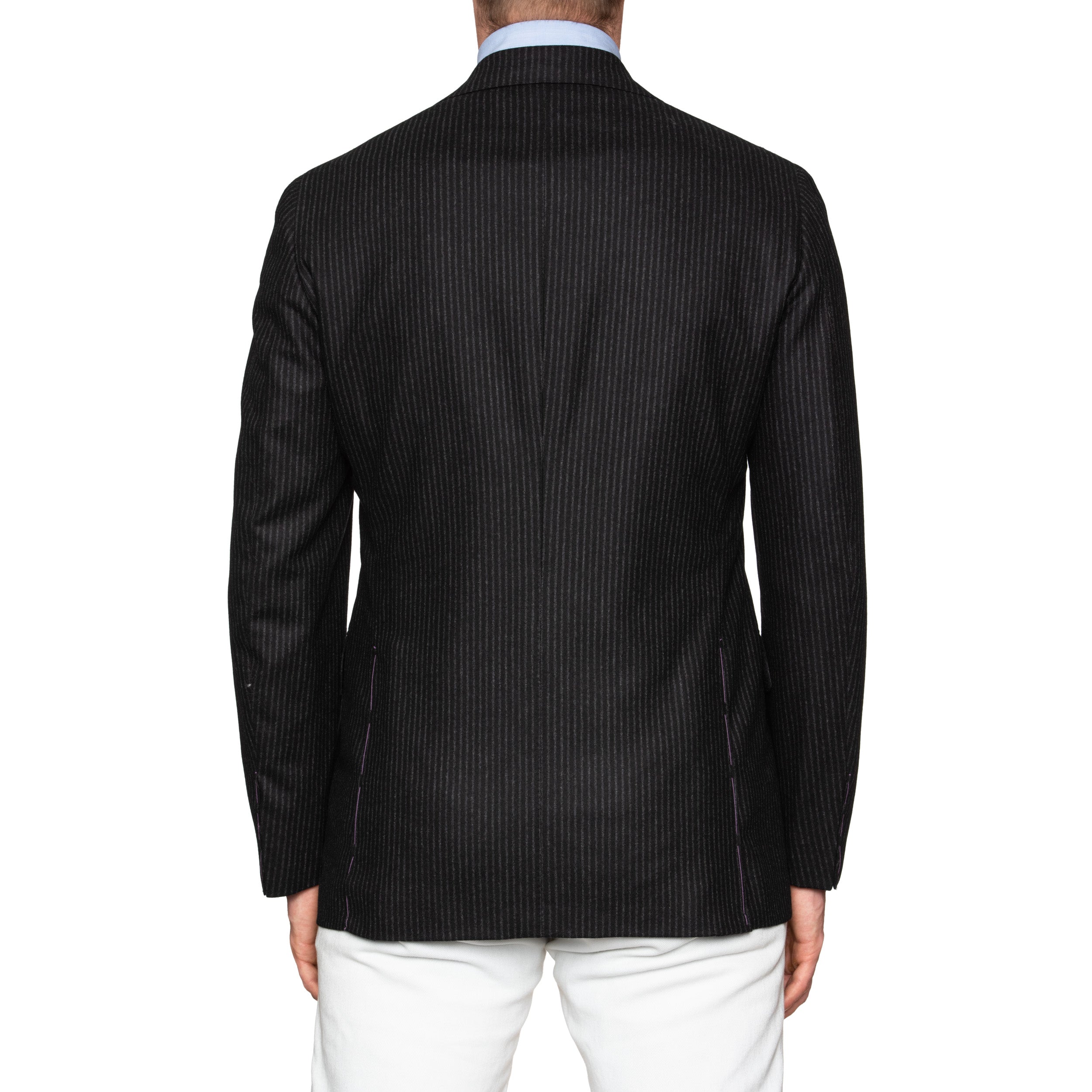 Sartoria PARTENOPEA Hand Made Gray Striped Wool Flannel Blazer Jacket 50 NEW 40 SARTORIA PARTENOPEA