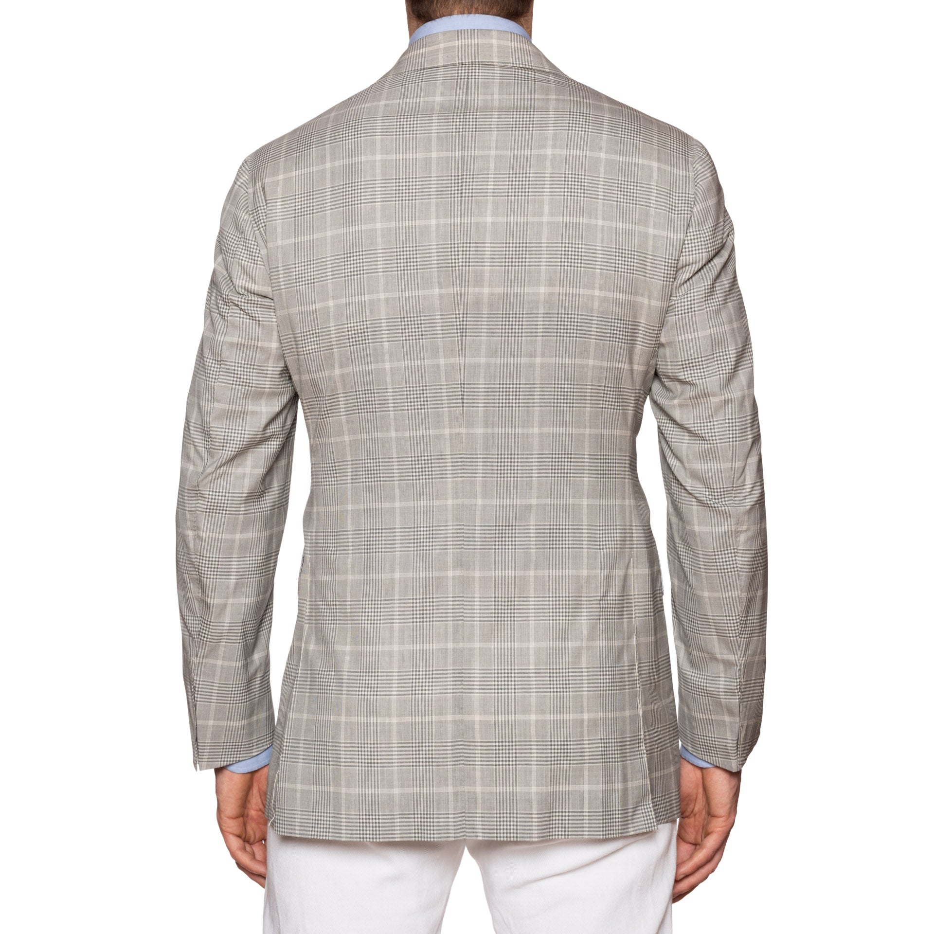 Sartoria PARTENOPEA Handmade Gray Plaid Wool-Silk DB Jacket EU 50 NEW US 40 Slim SARTORIA PARTENOPEA