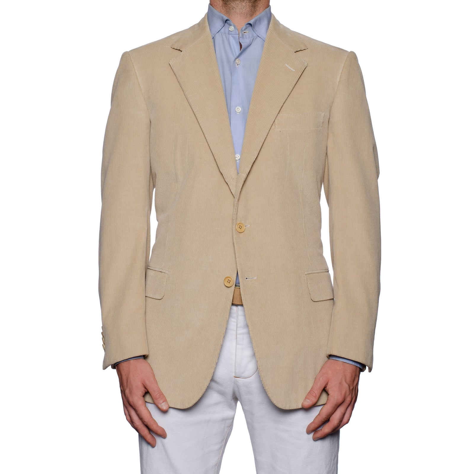SARTORIA CASTANGIA Beige Cotton-Cashmere Corduroy Jacket EU 52 NEW US