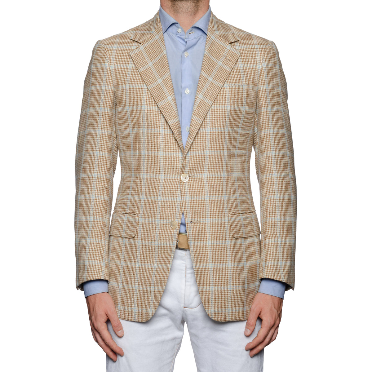 SARTORIA CASTANGIA Beige Merino Wool-Silk-Linen Jacket EU 48 NEW US 38