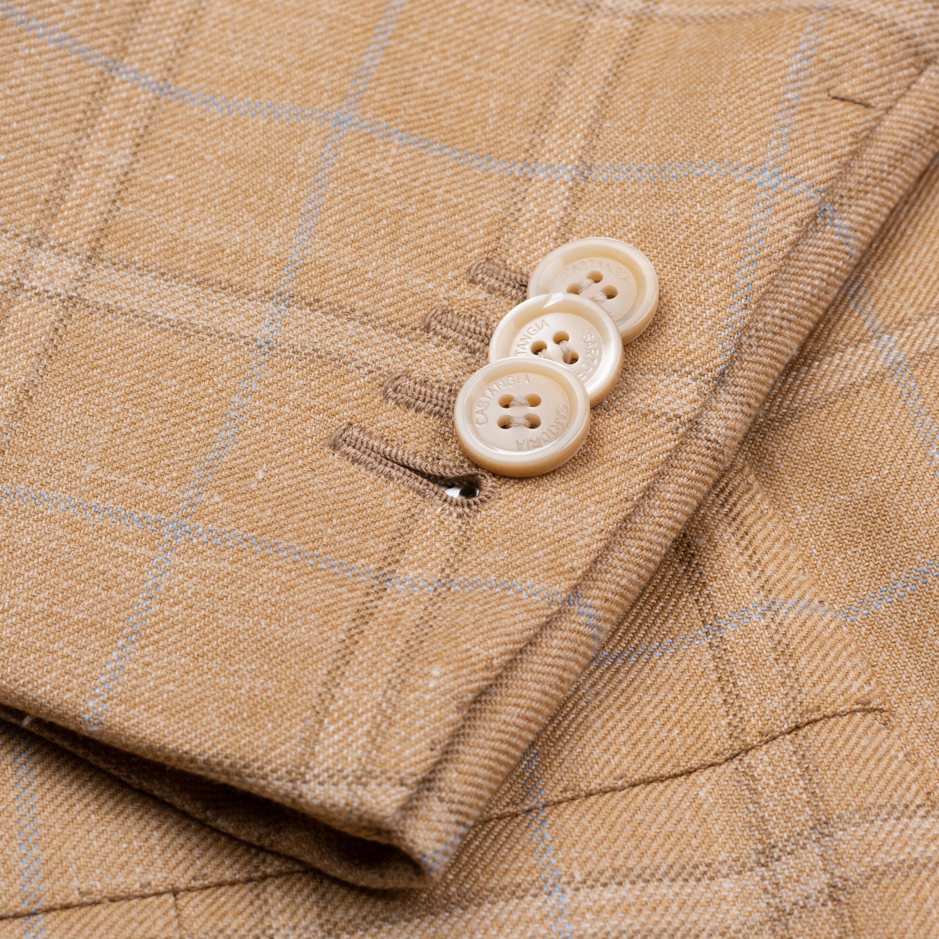 SARTORIA CASTANGIA Beige Plaid Merino Wool-Silk-Linen Jacket EU 48 NEW US 38 CASTANGIA