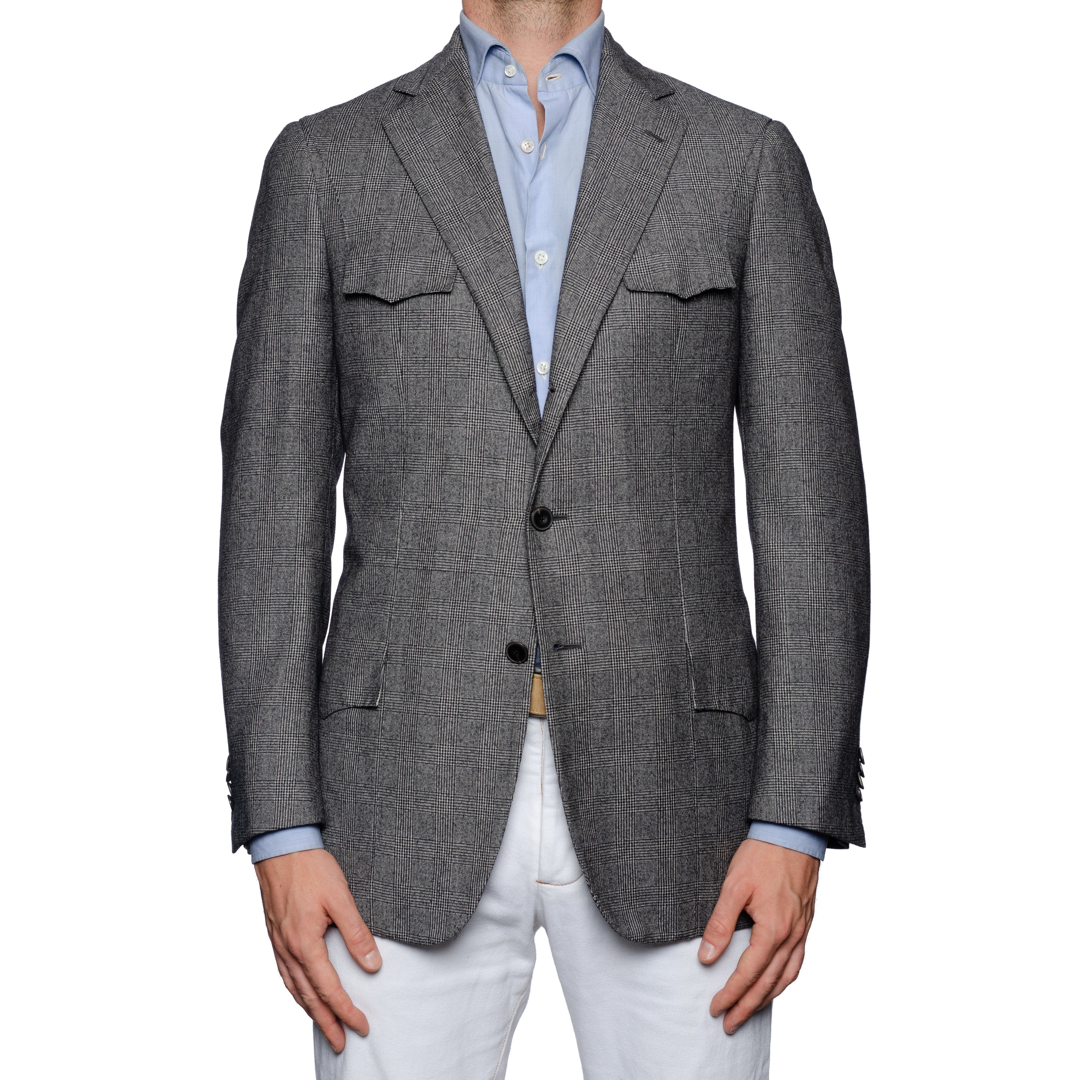 SARTORIA CASTANGIA Gray Plaid Wool Super 130's Flannel Jacket 48 NEW US 38 CASTANGIA