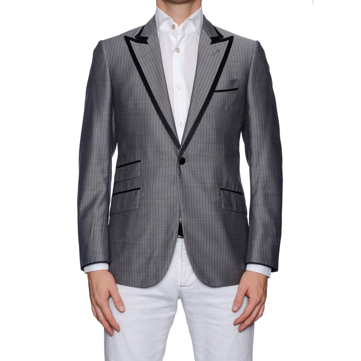 SARTORIA CASTANGIA Gray Silk-Wool Dinner Jacket with Silk Lining 48 NEW US 38