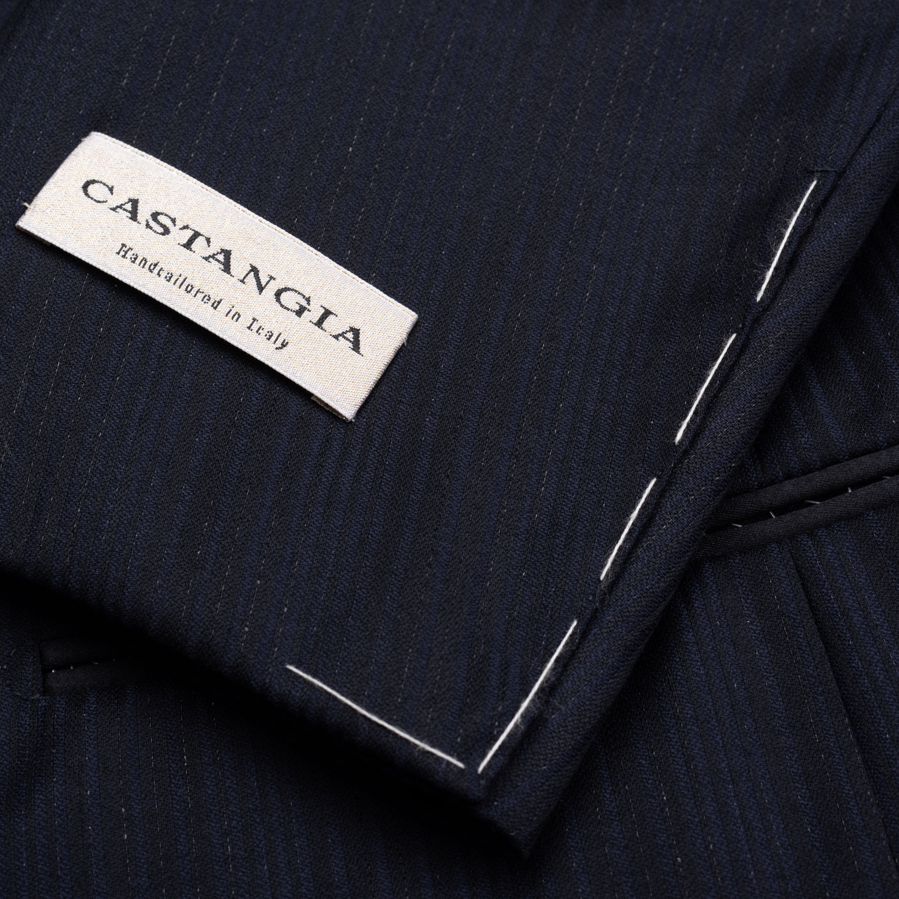 SARTORIA CASTANGIA Handmade Blue Striped Wool Dinner Jacket EU 50 NEW US 40 CASTANGIA