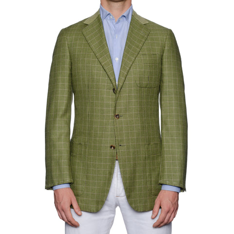 SARTORIA CASTANGIA Handmade Green Cashmere-Silk Jacket EU 50 NEW US 40