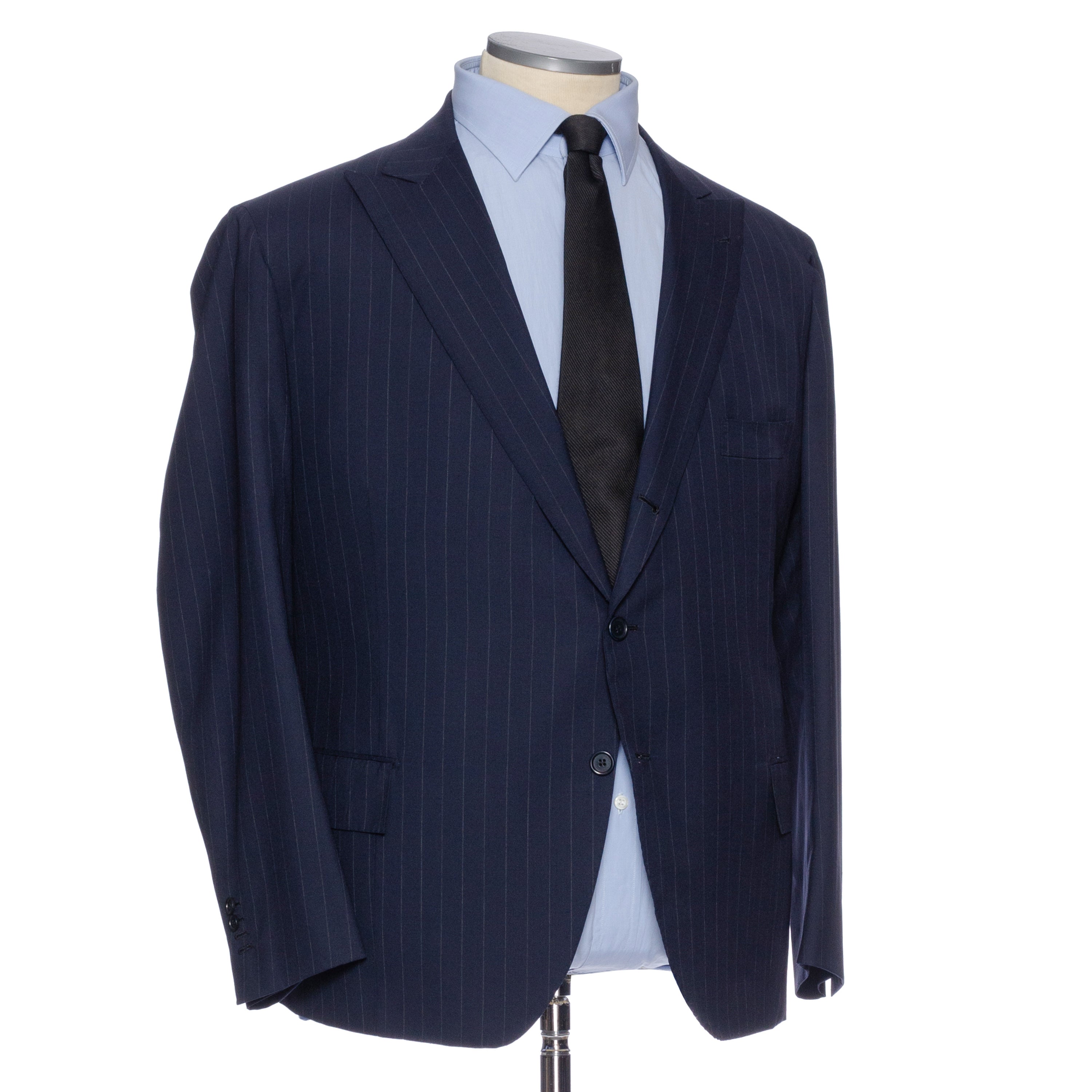 Sartoria CHIAIA Bespoke Handmade Blue Striped Loro Piana Wool Suit 62 NEW 52 Big SARTORIA CHIAIA