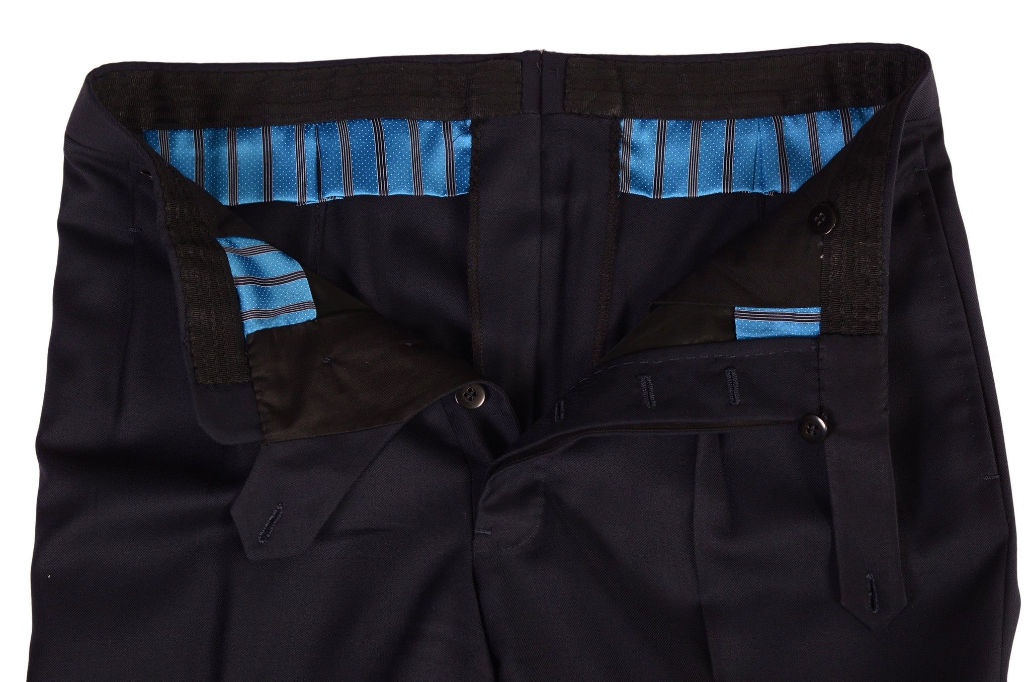 Sartoria CHIAIA Napoli Bespoke Navy Blue Wool Pleated Pants EU 44 US 28 Slim Fit - SARTORIALE - 3