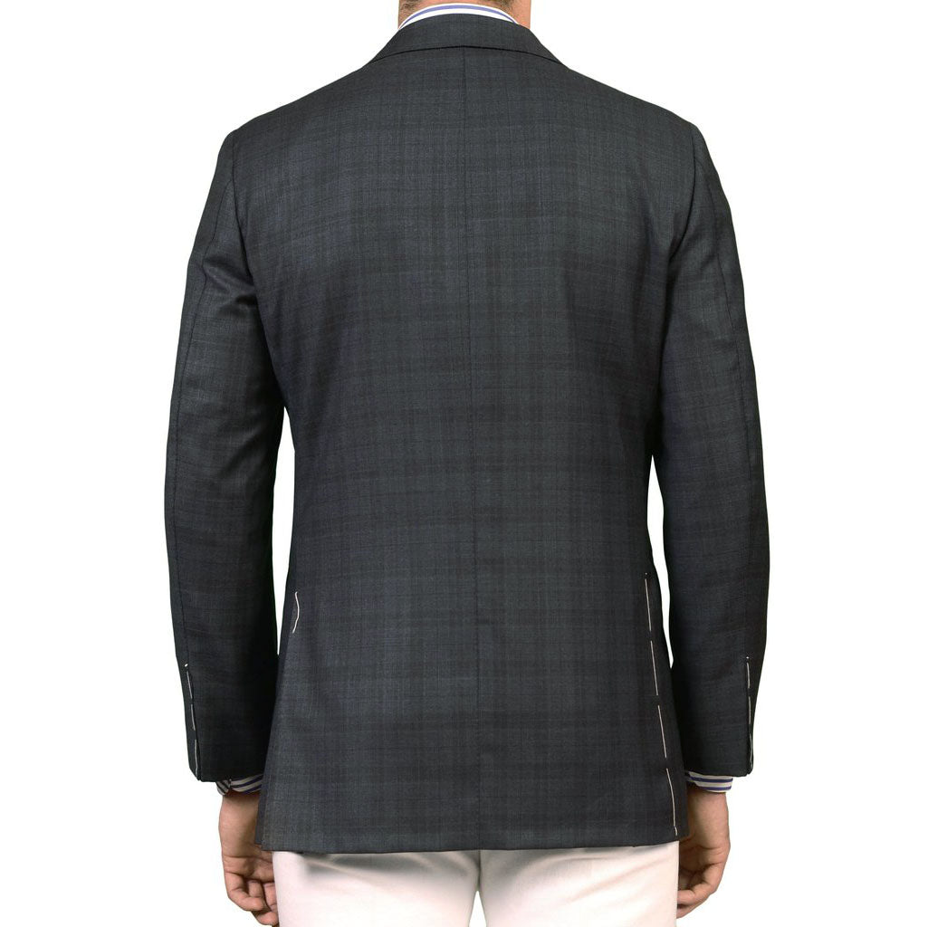 Sartoria PARTENOPEA Handmade Dark Gray Plaid Wool Super 150's Jacket 52 NEW 42 SARTORIA PARTENOPEA