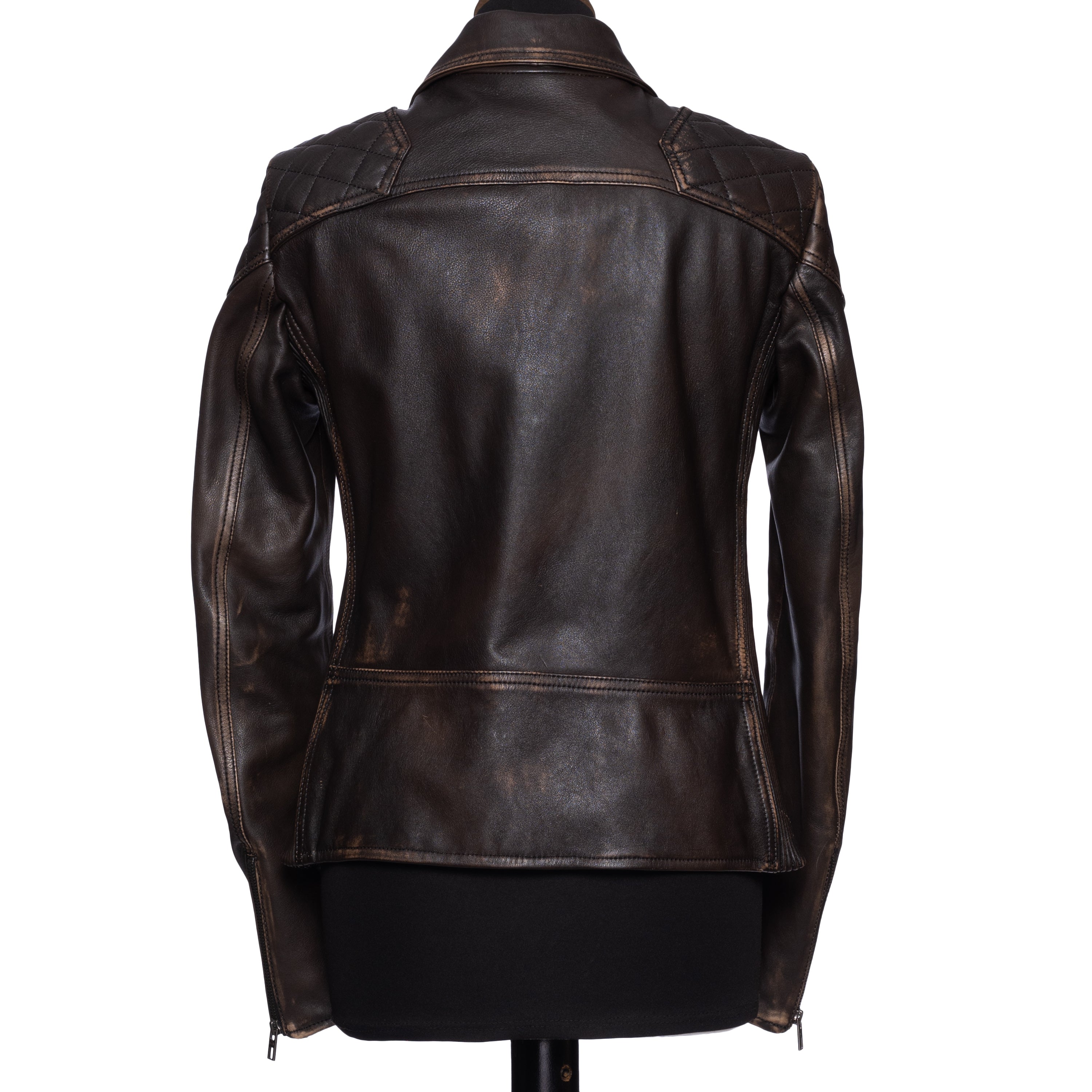 THEDI LEATHERS Brown Leather Motorcycle Biker Women's Jacket Size S WOMEN'S BOUTIQUE