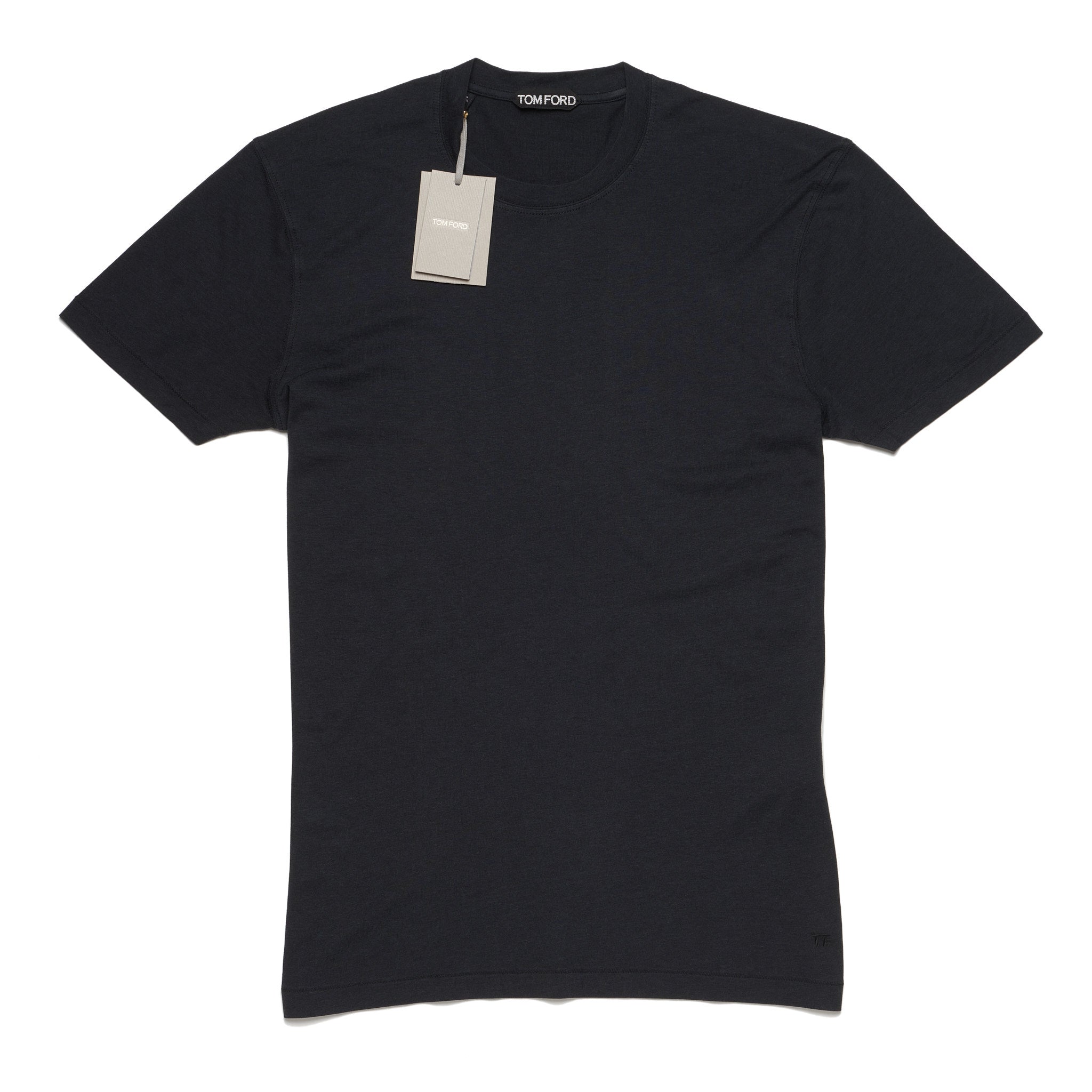 TOM FORD Solid Black Lyocell-Cotton Crewneck Jersey T-Shirt EU 44 NEW US XS