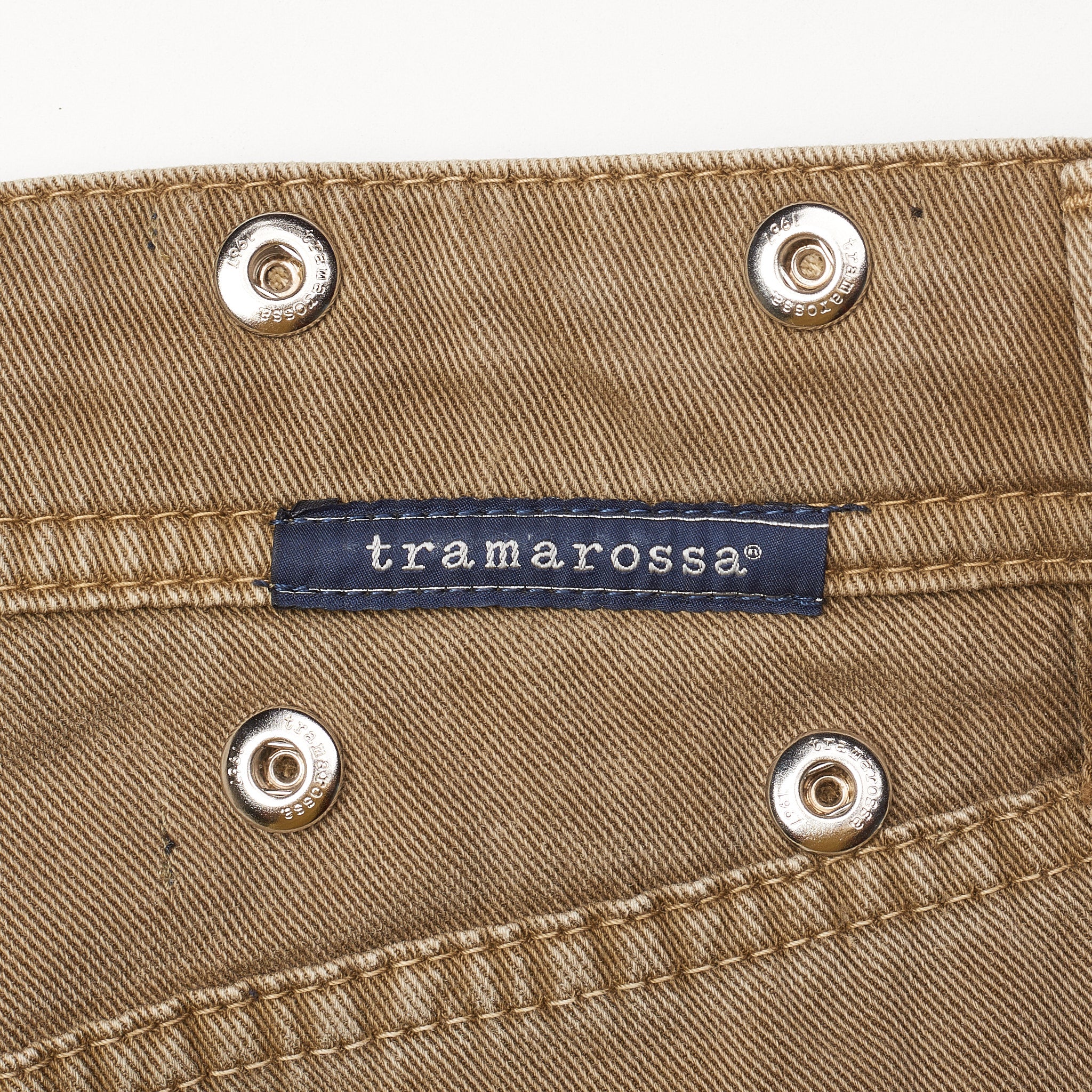 TRAMAROSSA Colour Leonardo Khaki Cotton Stretch Slim Fit Jeans Pants Size 33 TRAMAROSSA
