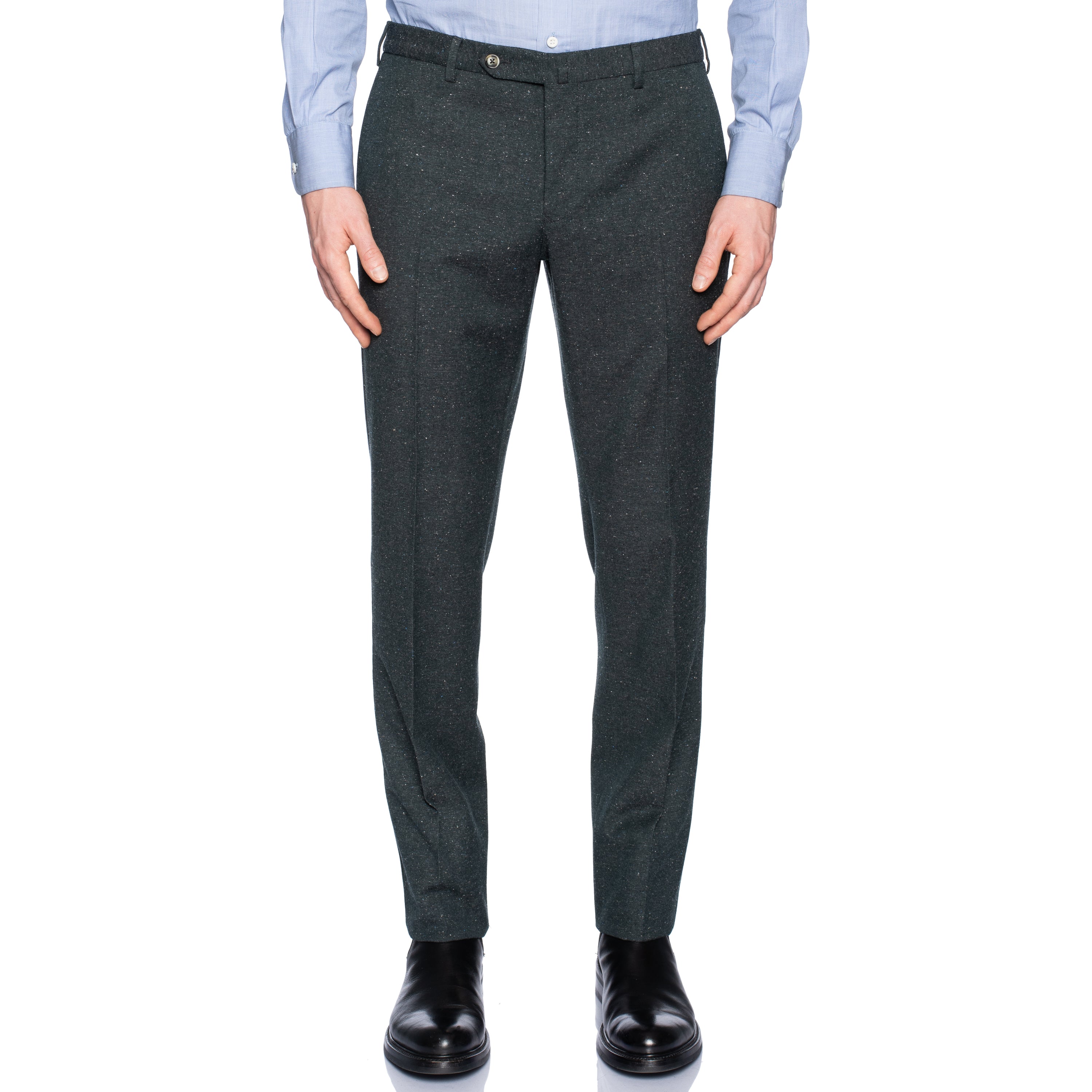 INCOTEX (Slowear) Dark Green Donegal Wool-Silk-Linen Pants NEW Slim Fit