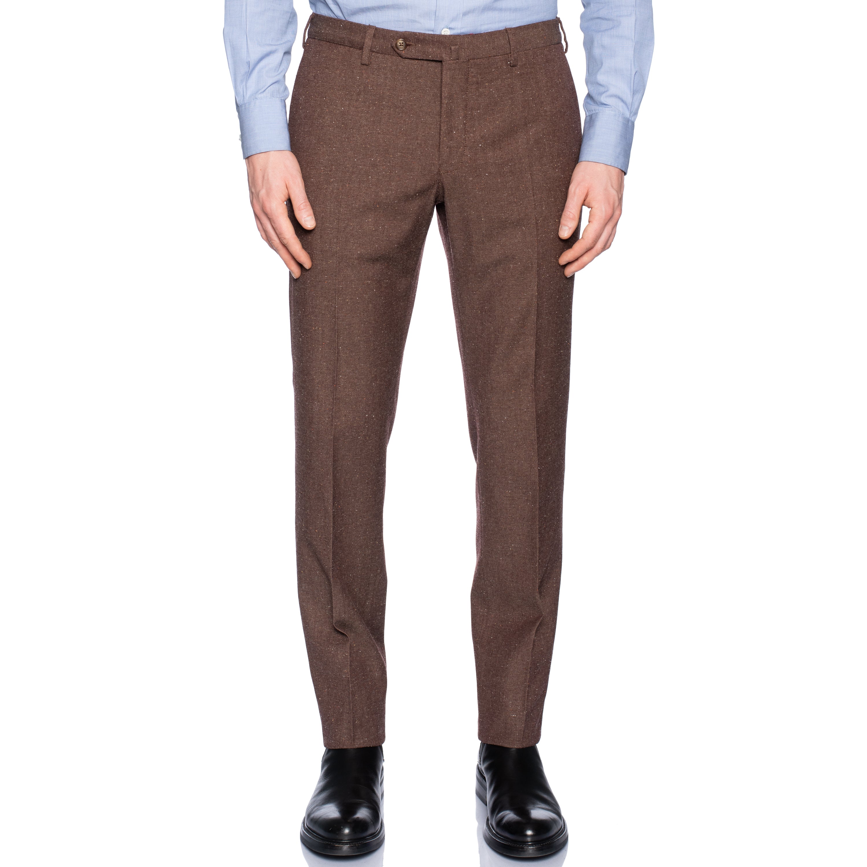 INCOTEX (Slowear) Brown Donegal Wool-Silk-Linen Pants NEW Slim Fit