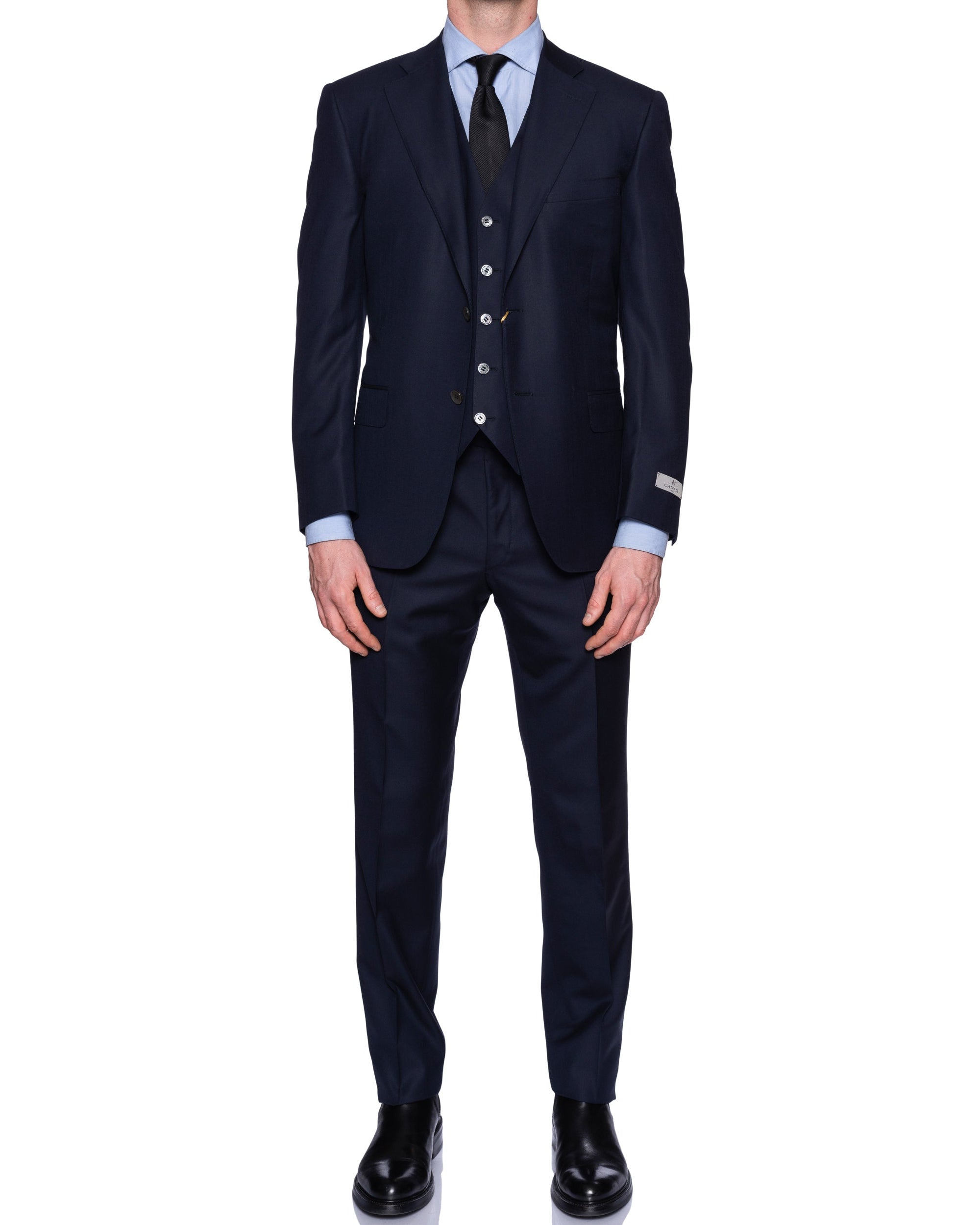 CANALI 1934 Navy Blue Wool-Silk 3 Piece Suit US 44 NEW EU 54 CANALI