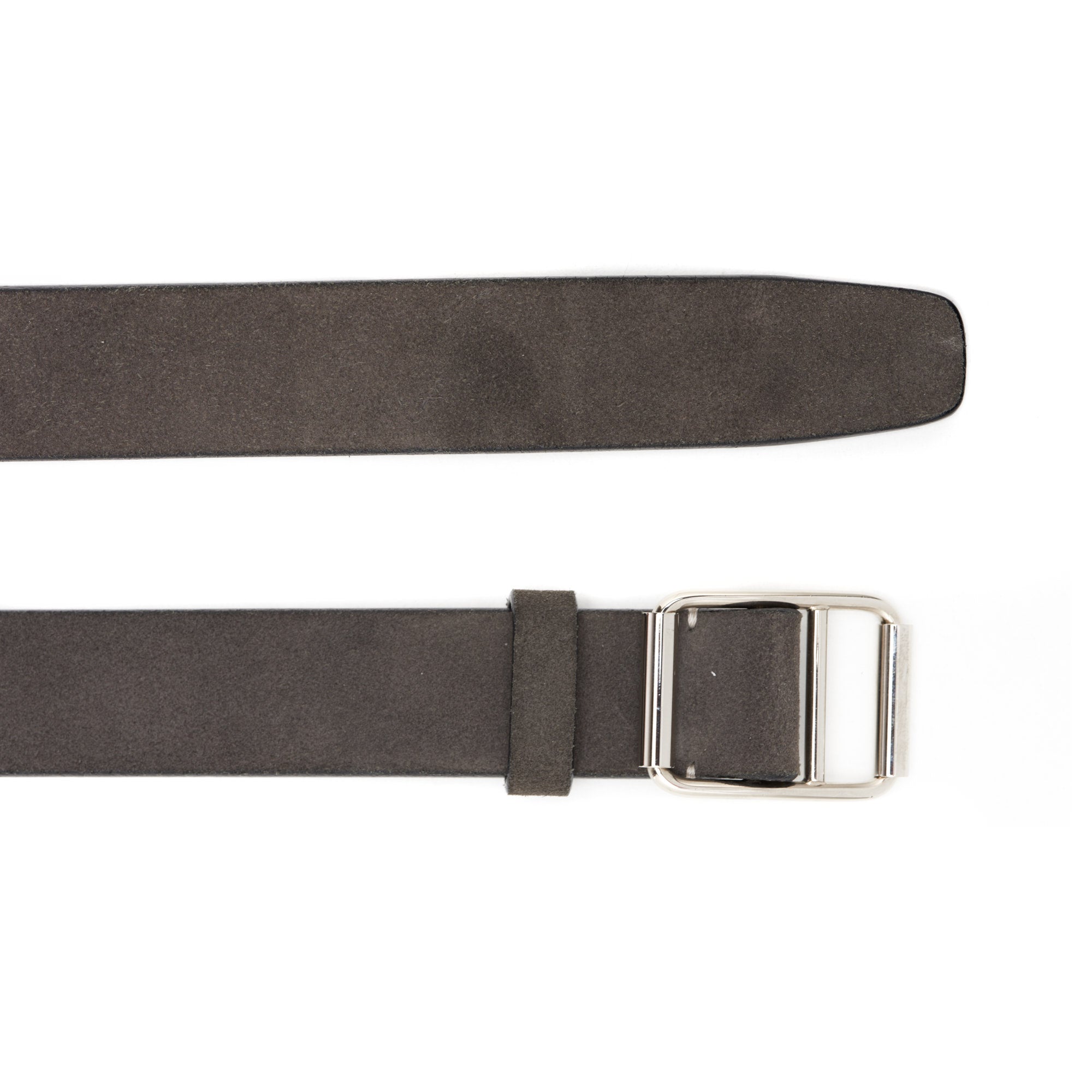 VALEXTRA Gray Suede Leather Belt with Rectangular Buckle 85/100cm/ 33" NEW