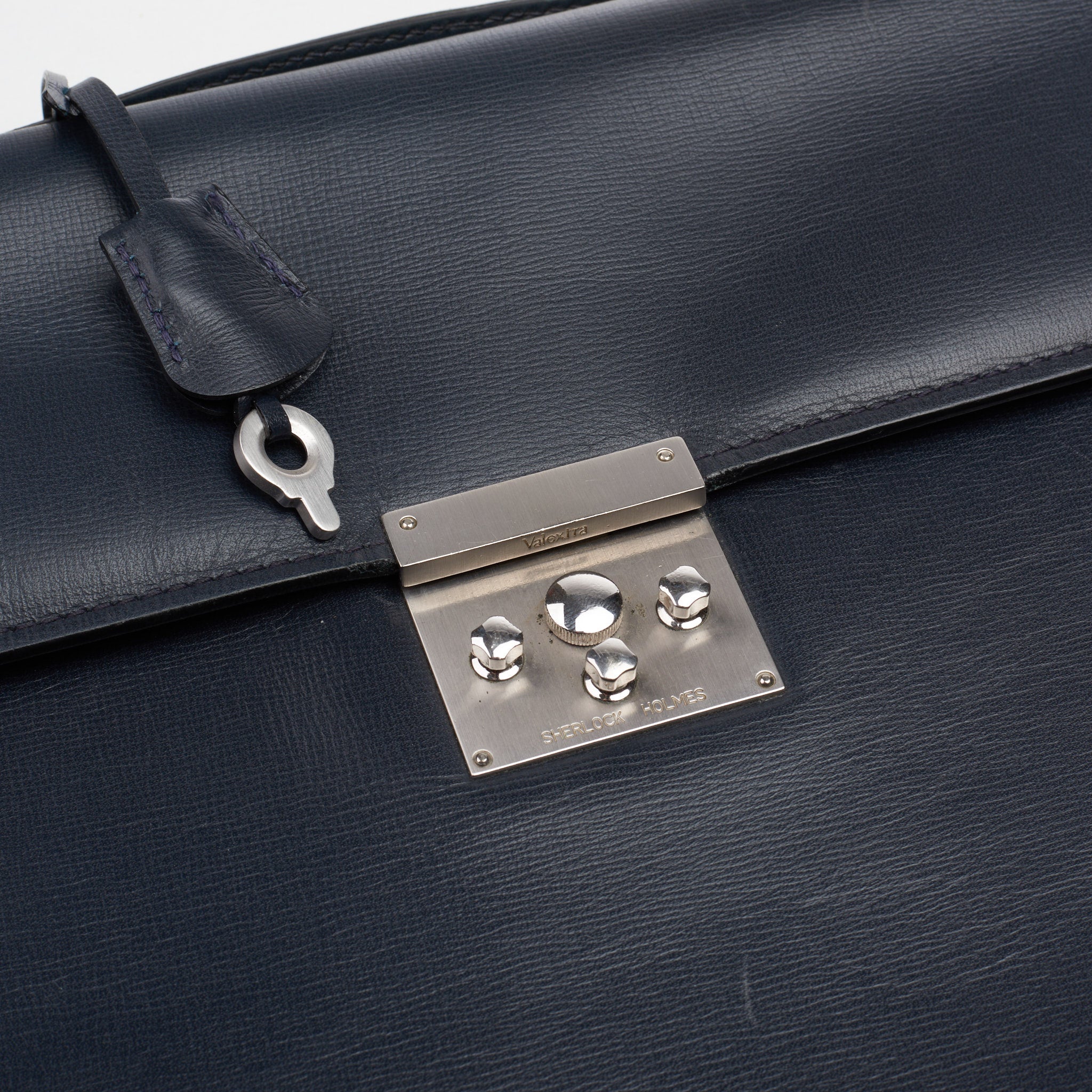 VALEXTRA Sherlock Holmes Blue Leather Briefcase Document Holder Bag VALEXTRA