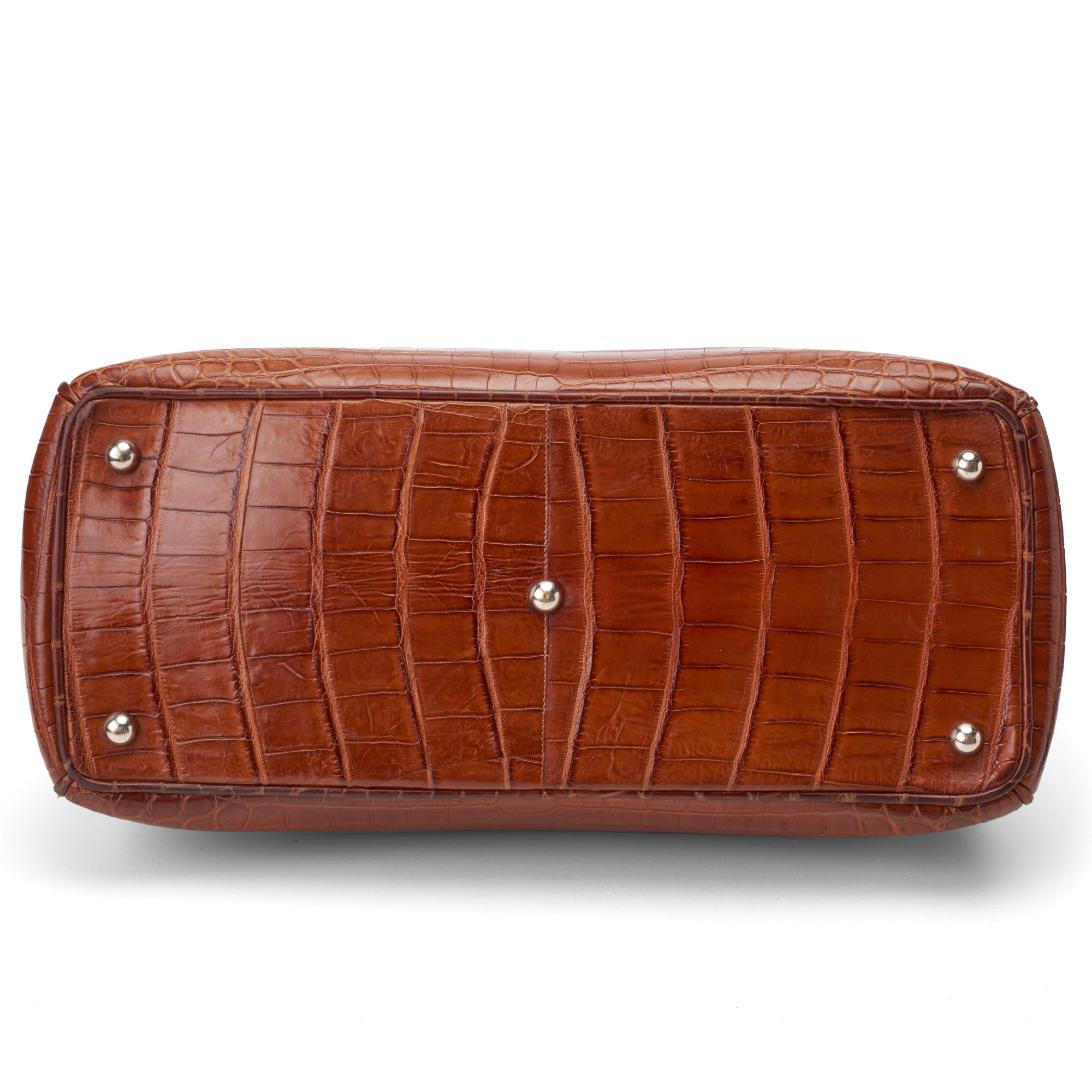 VIA LA MODA Cognac Genuine Nile Crocodile Leather Birkin 35 Style Handbag WOMEN'S BOUTIQUE