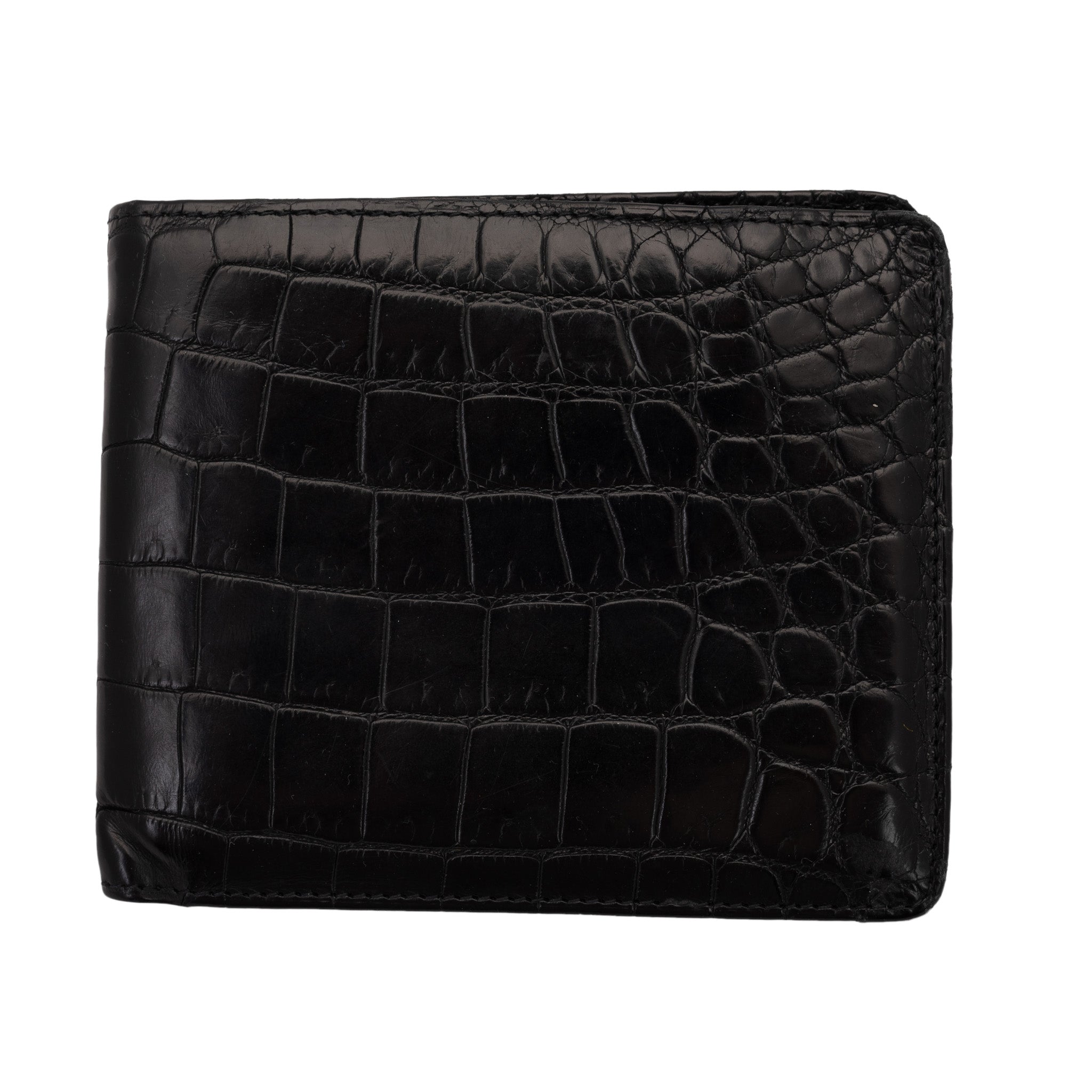 VIA LA MODA Black Crocodile Leather Card Holder Wallet