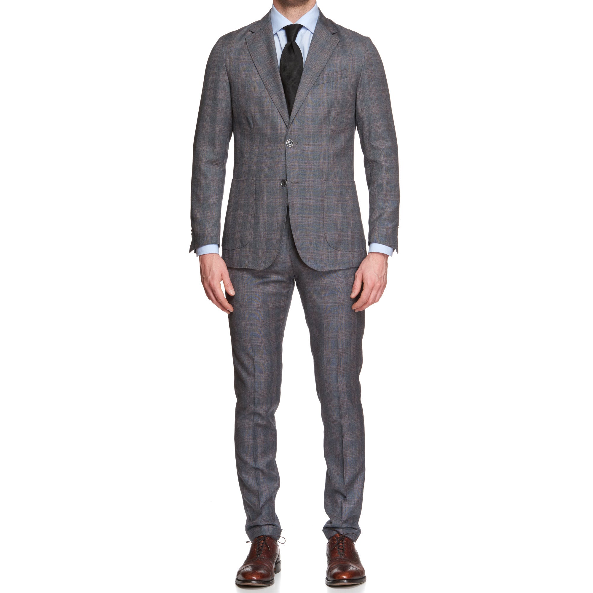 VINCENZO PALUMBO Napoli Gray Plaid Wool Unlined Suit NEW