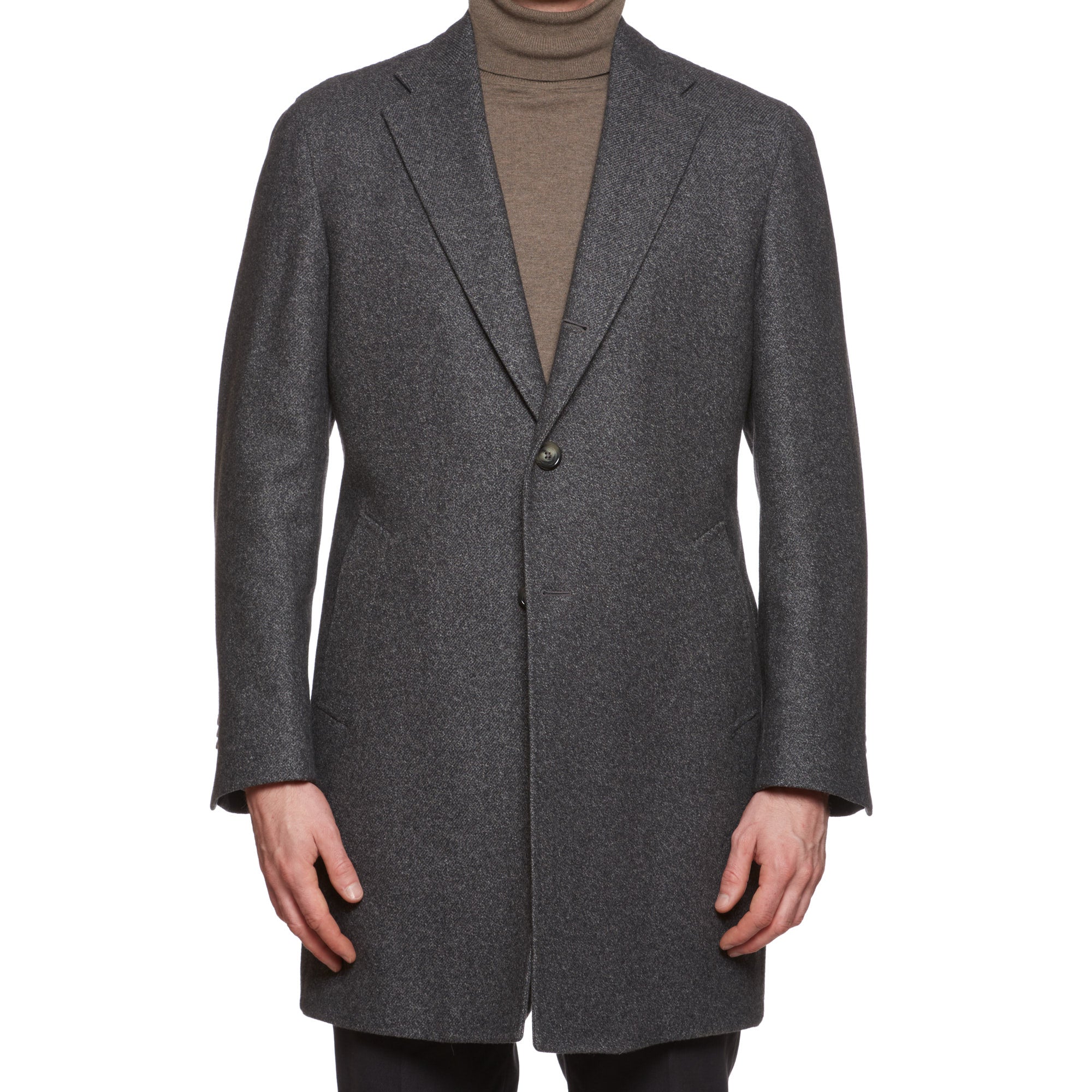 VINCENZO PALUMBO Napoli "Viky" Gray Wool Back Belted Coat EU 52 NEW US 42 VINCENZO PALUMBO