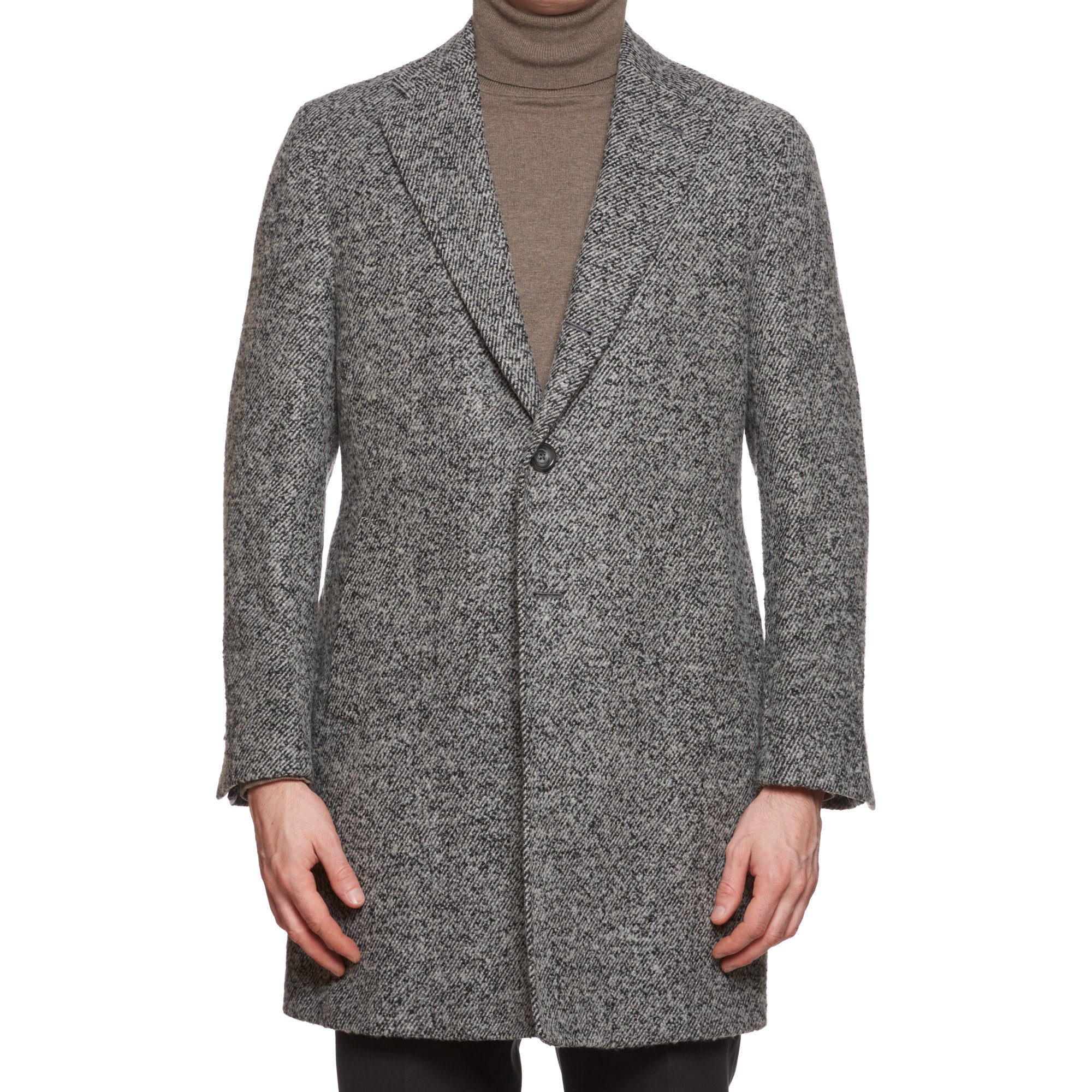 VINCENZO PALUMBO Napoli "Viky" Gray Wool Tweed Back Belted Jacket Coat NEW