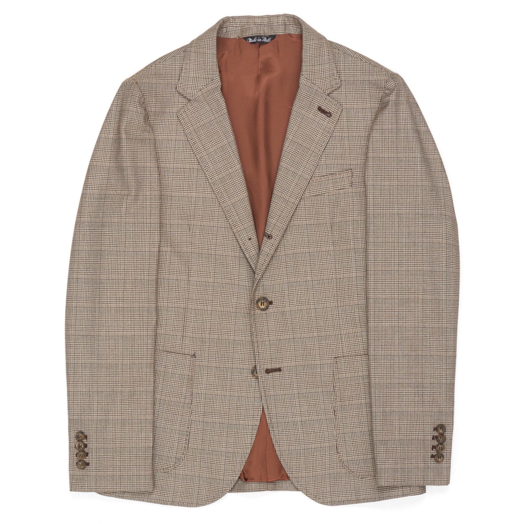 VINCENZO PALUMBO "Alfred" Tan Plaid Wool Jacket EU 46 NEW US 34 Slim Fit